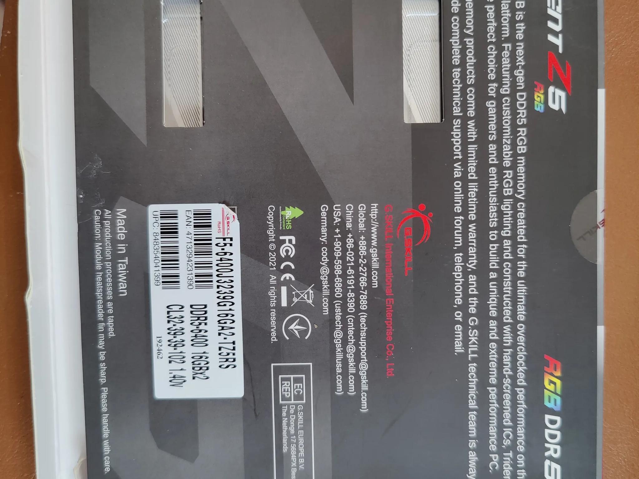 G. skill Trident z 5 rgb (6400 mhz, 32-39-39-102) 32 gb