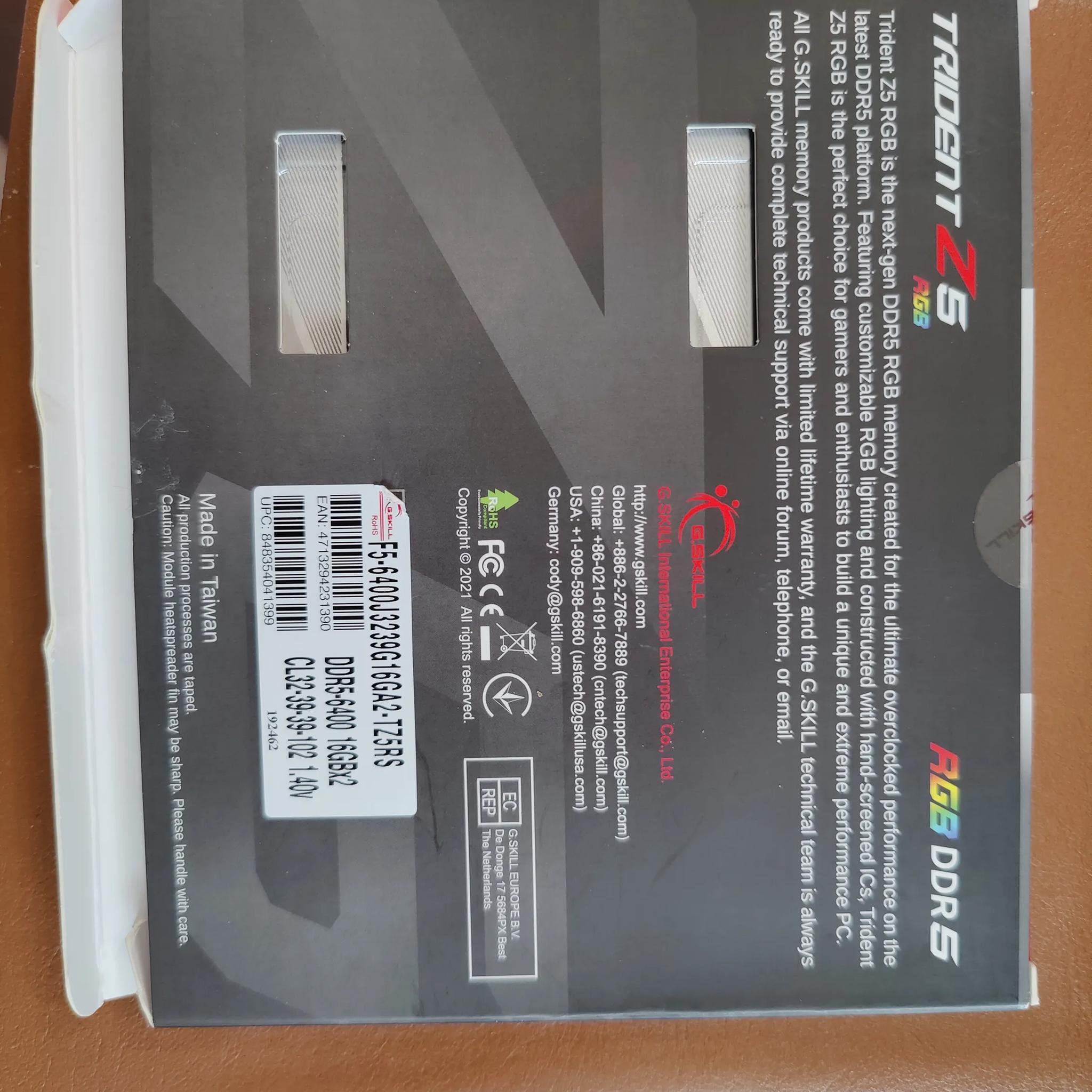 G. skill Trident z 5 rgb (6400 mhz, 32-39-39-102) 32 gb