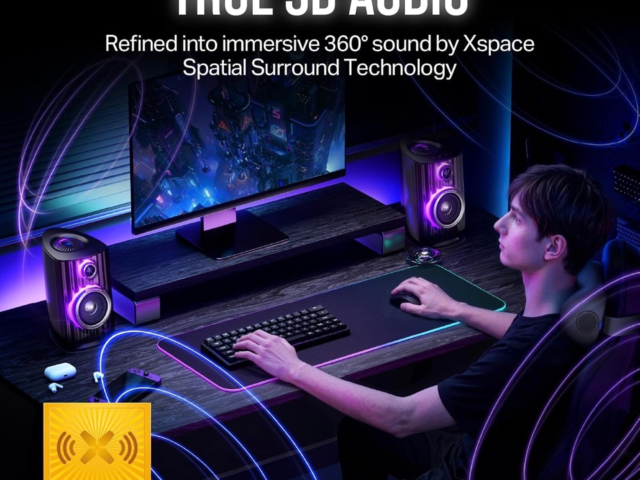 OXS Thunder Duo X Gaming Speaker System with Dolby Atmos, 5.1.2ch