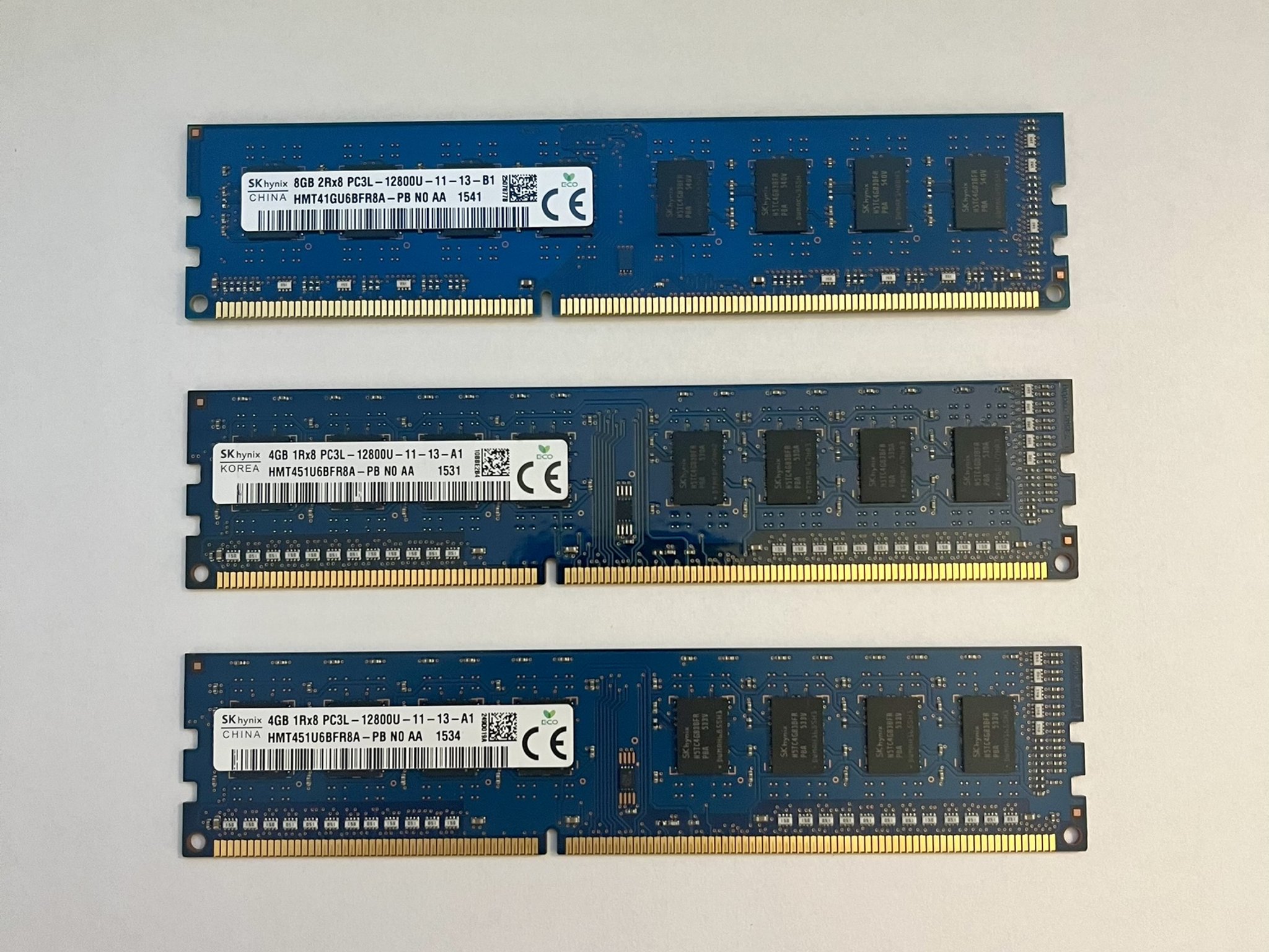 DDR3 16GB total (1x 8GB) + (2x 4GB) Dell OEM SK hynix PC3L-12800U-11-13-A1, B1