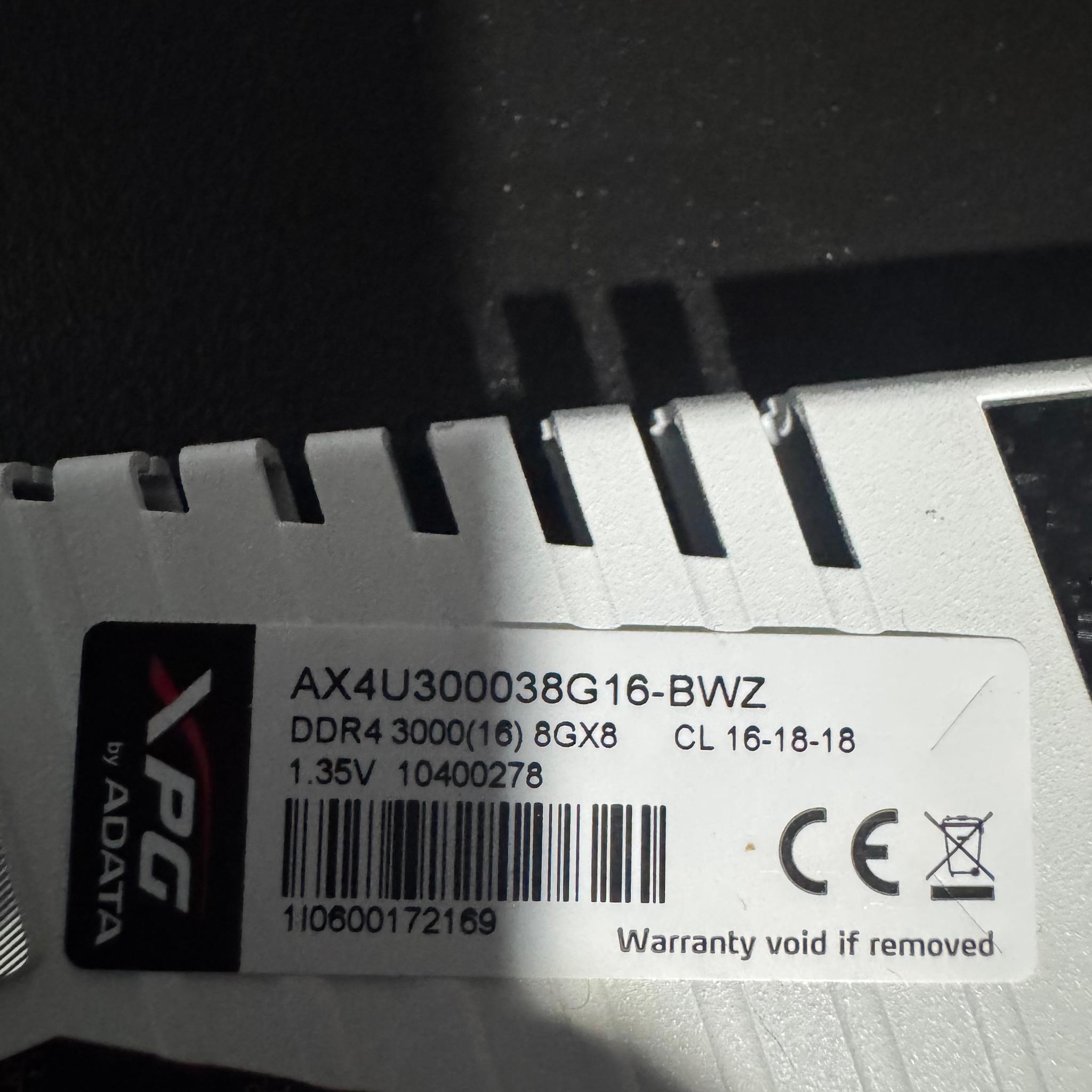 ADATA 8GB DDR4 3000MHz CL16 White RAM Stick – Tested & Working