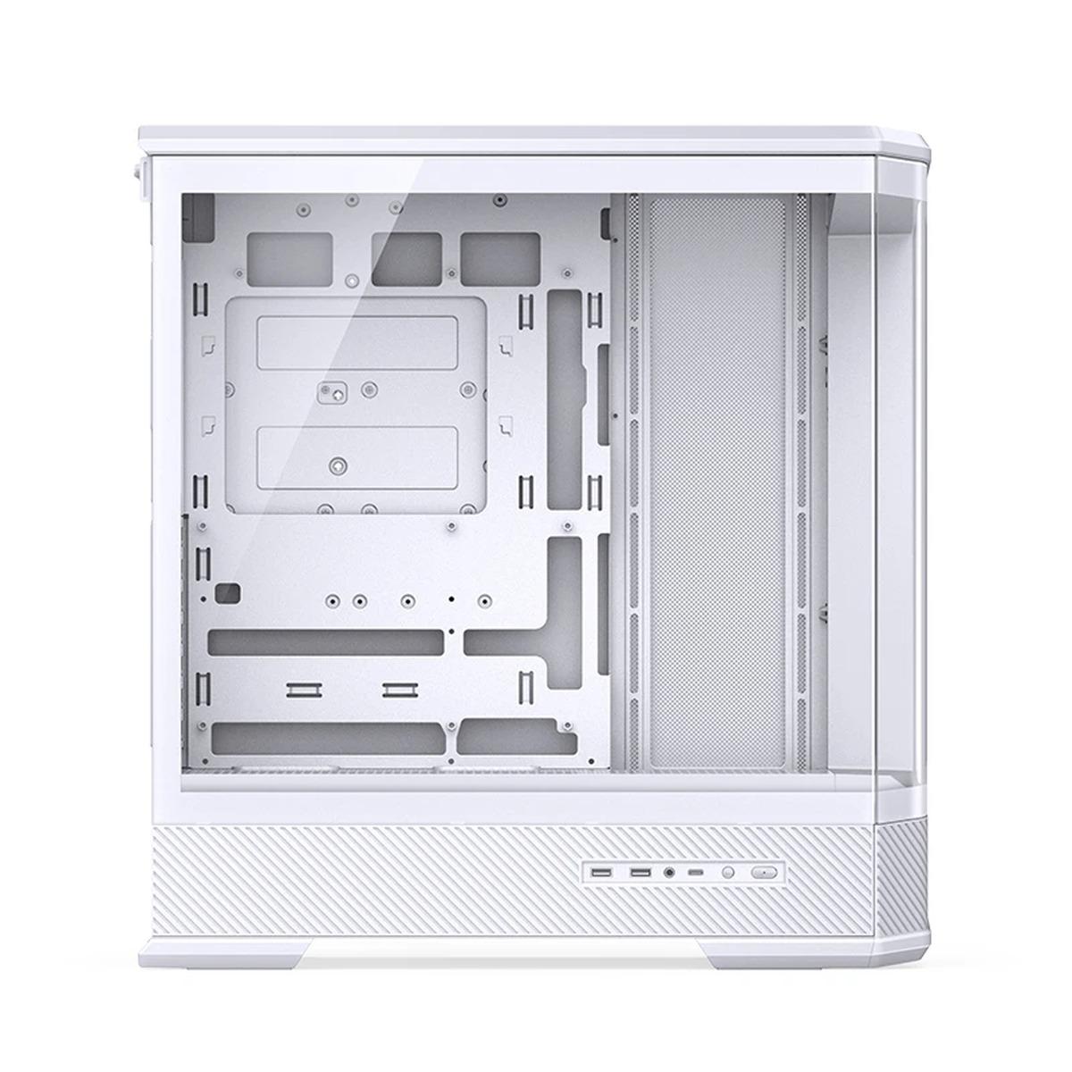 JONSBO D400 White ATX Mid Tower Case Curved Glass Dual Chamber - New (OEM)