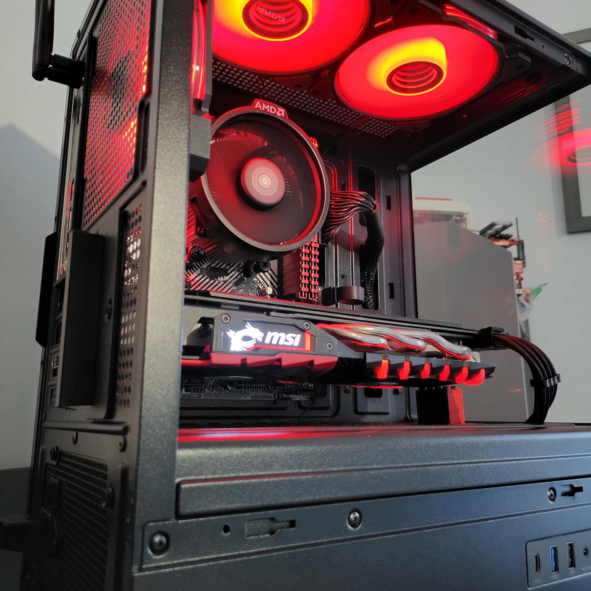 Red/Black Gaming PC! Ryzen 5 | Radeon RX | 16GB | 1TB | Wi-Fi BT | ARGB | 500W 80+ Gold