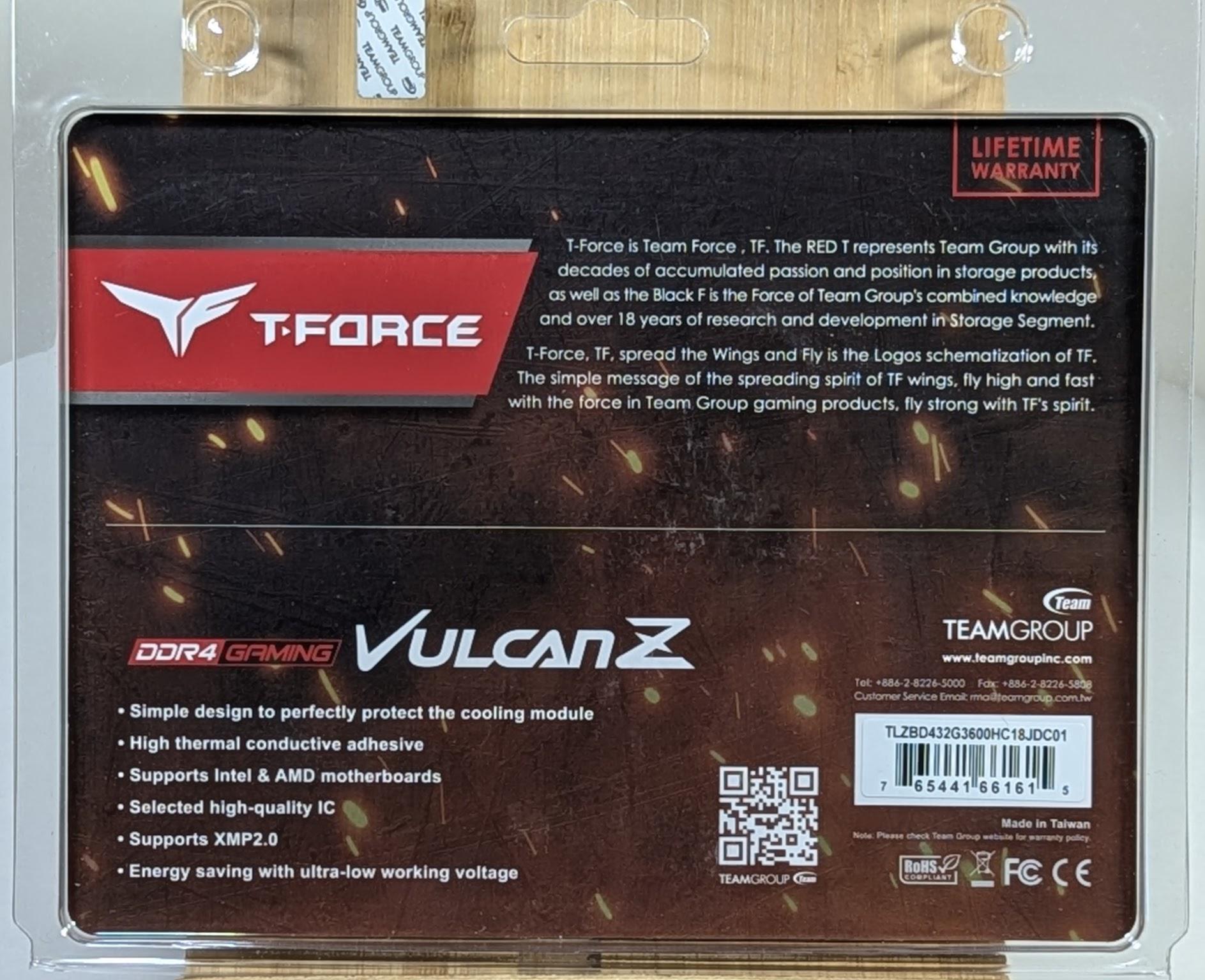 TEAMGROUP T-Force Vulcan Z 32 GB (2 x 16 GB) DDR4-3600 CL18