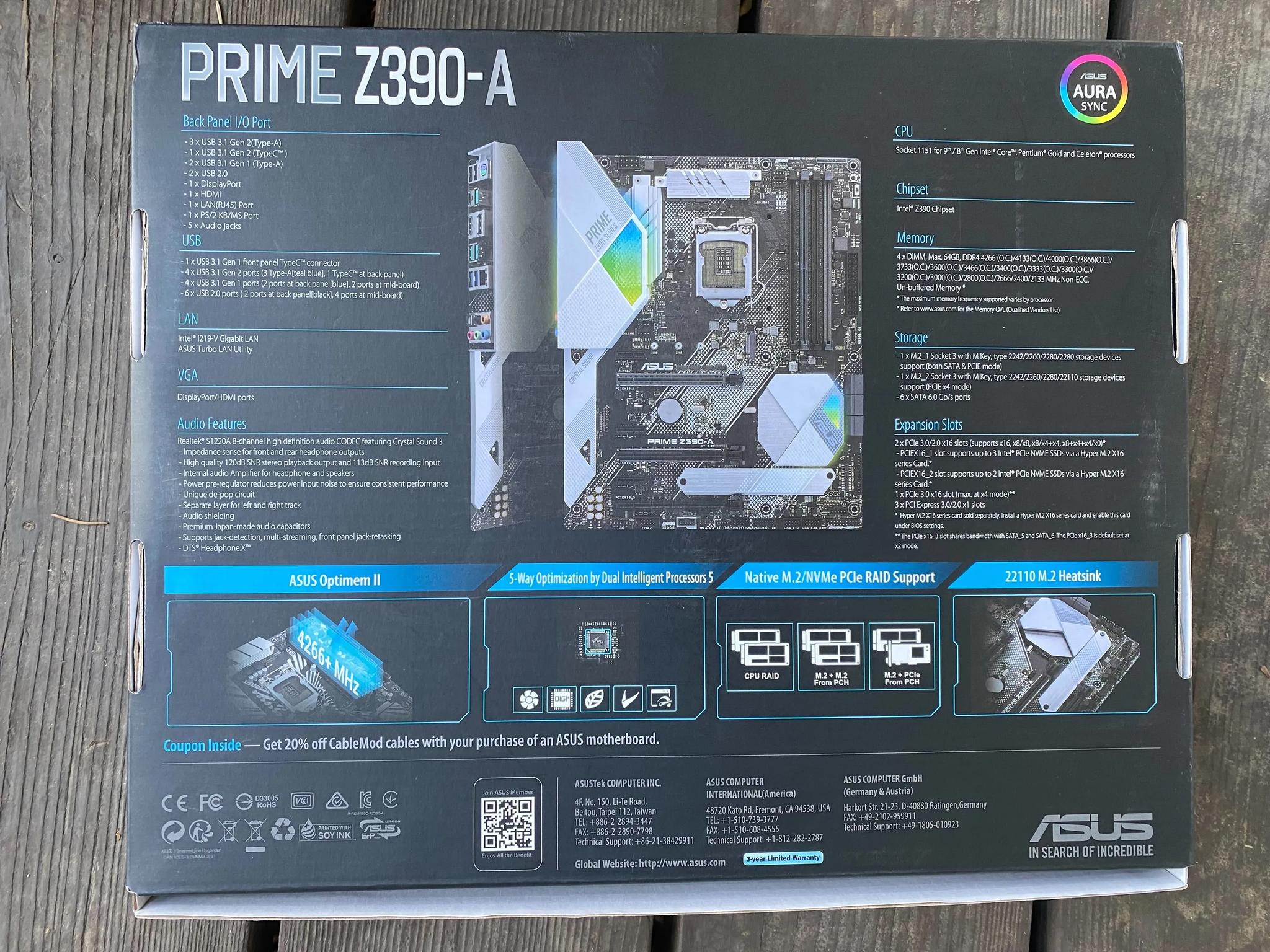 Asus Z390 Prime-A ATX Motherboard