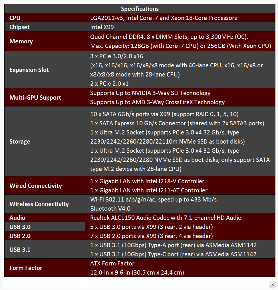 NEW ASRock X99 Taichi LGA 2011-v3 Intel X99 ATX Intel Motherboard