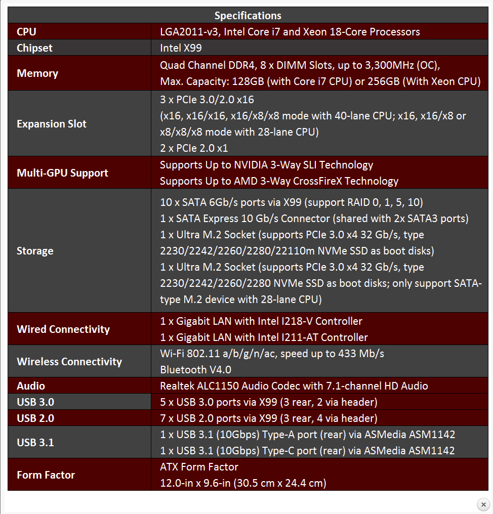 NEW ASRock X99 Taichi LGA 2011-v3 Intel X99 ATX Intel Motherboard