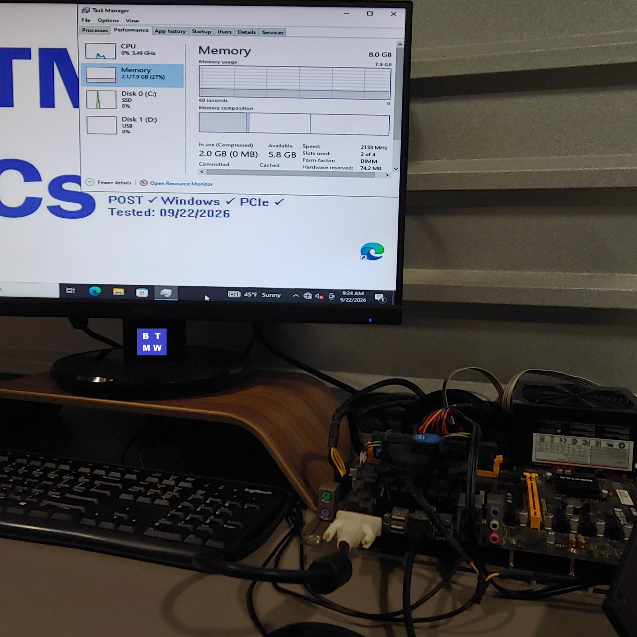 BIOSTAR TB250-BTC + Pentium G4560 + 8GB DDR4 – Tested Working – Box