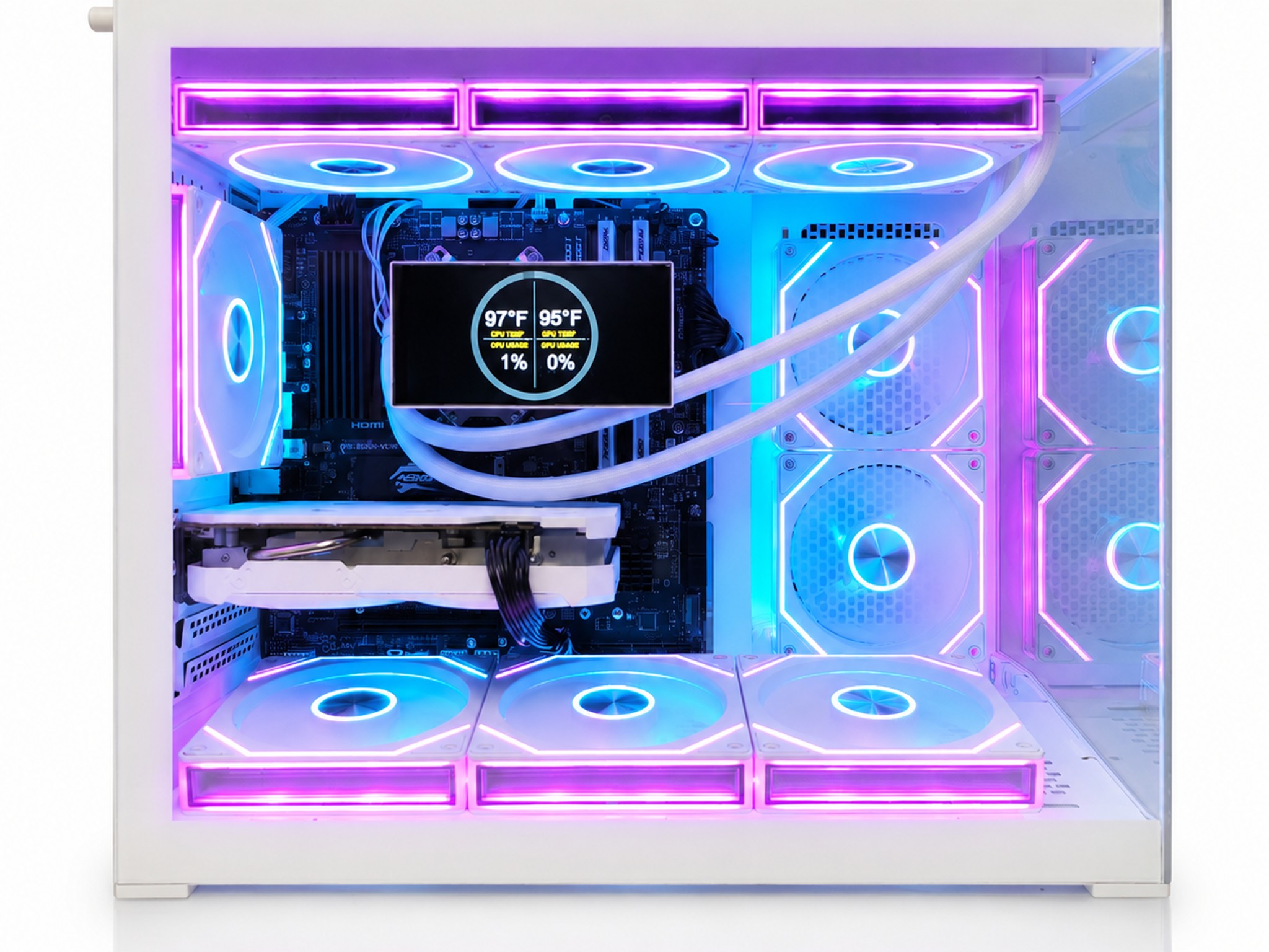 White mATX Gaming PC | RTX 4060 | Ryzen 5 5500 | 1TB Gen4 SSD | 360mm IPS AIO