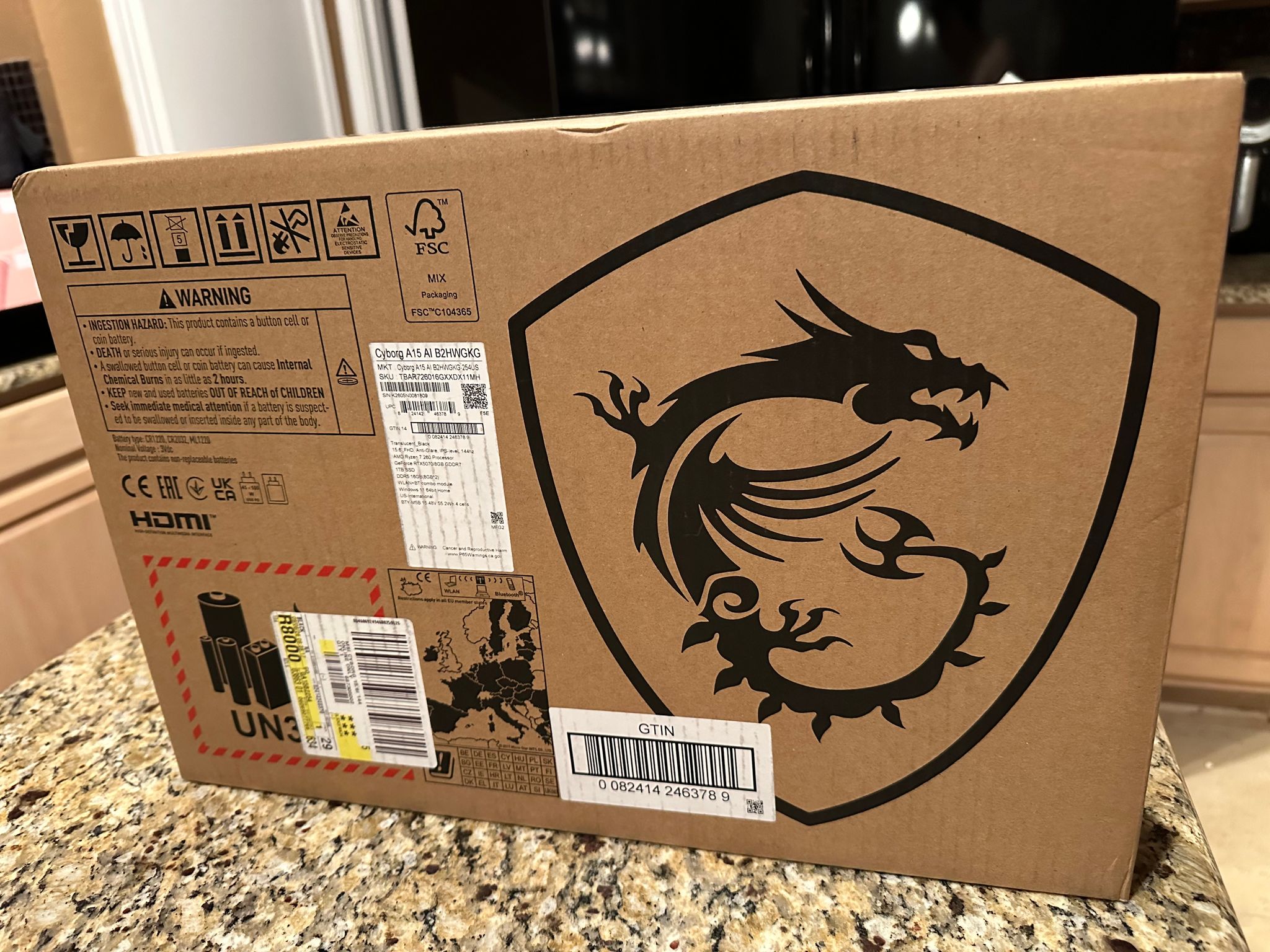MSI Cyborg 15.6" 144Hz Gaming Laptop - NVIDIA GeForce RTX 5070, AMD Ryzen 7 260, 16GB RAM, 1TB SSD