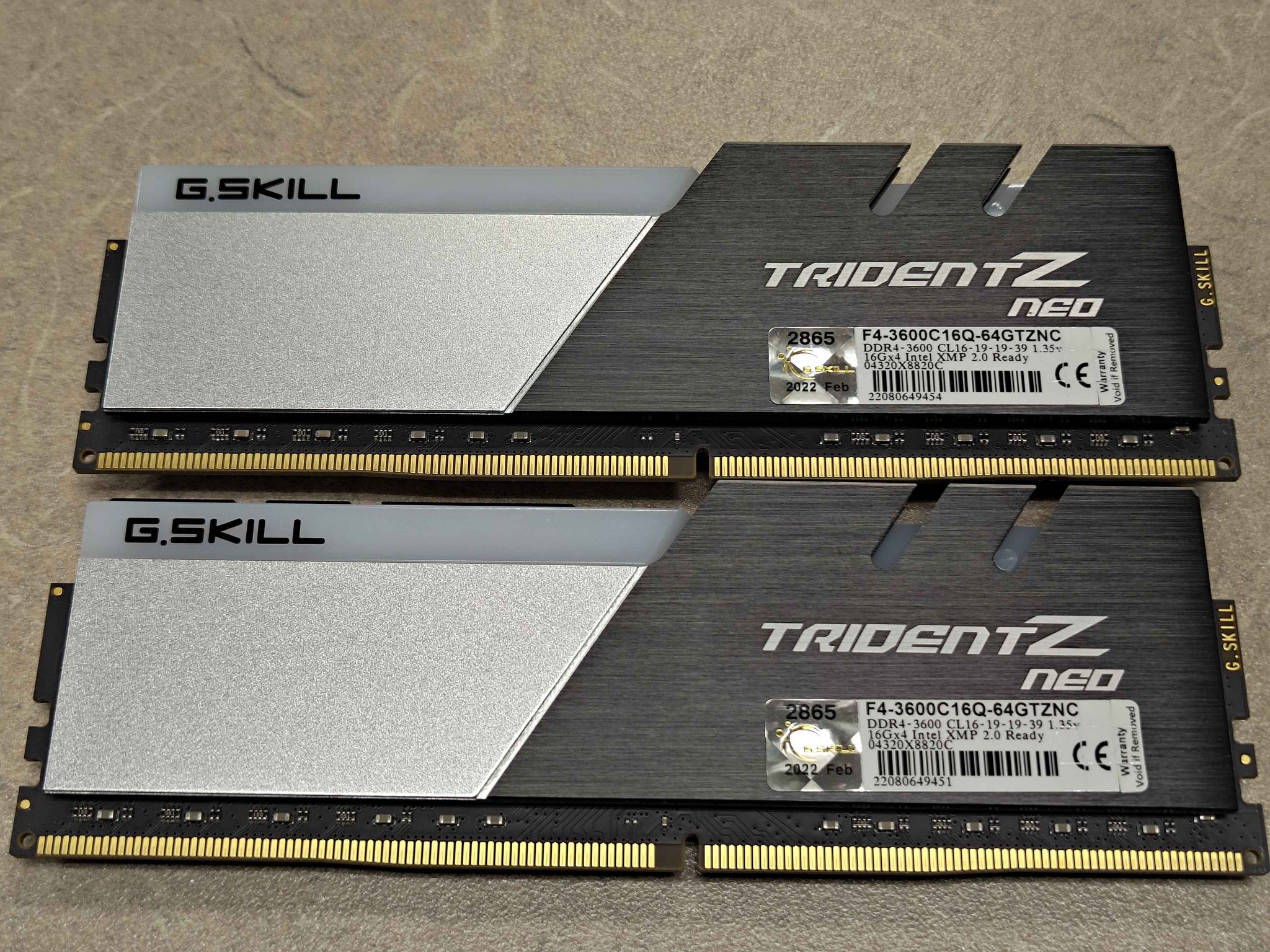 G.Skill Trident Z NEO RGB 32GB (2 x 16GB) DDR4-3600 [From a 64gb kit of 4 modules]