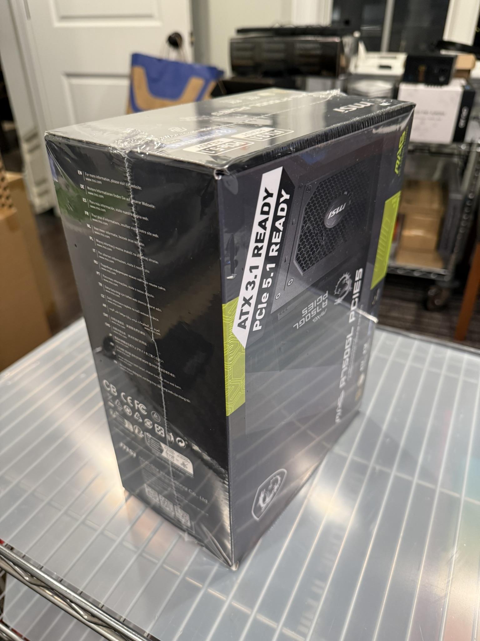 New. 750w PSU. MSI MAG A750GL PCIE5. 80+ Gold, ATX3.1, PCIe 5.1. Factory sealed.