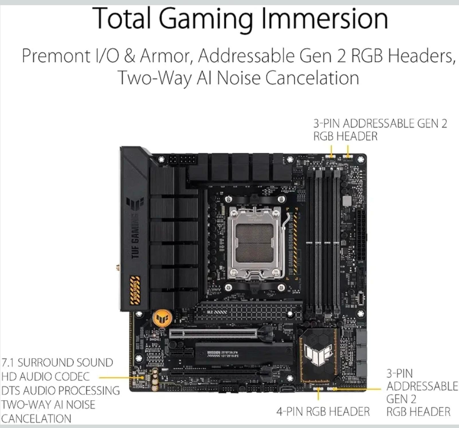 ASUS TUF GAMING B650M PLUS WIFI + R9 9850X3D + 500 gb NMVE