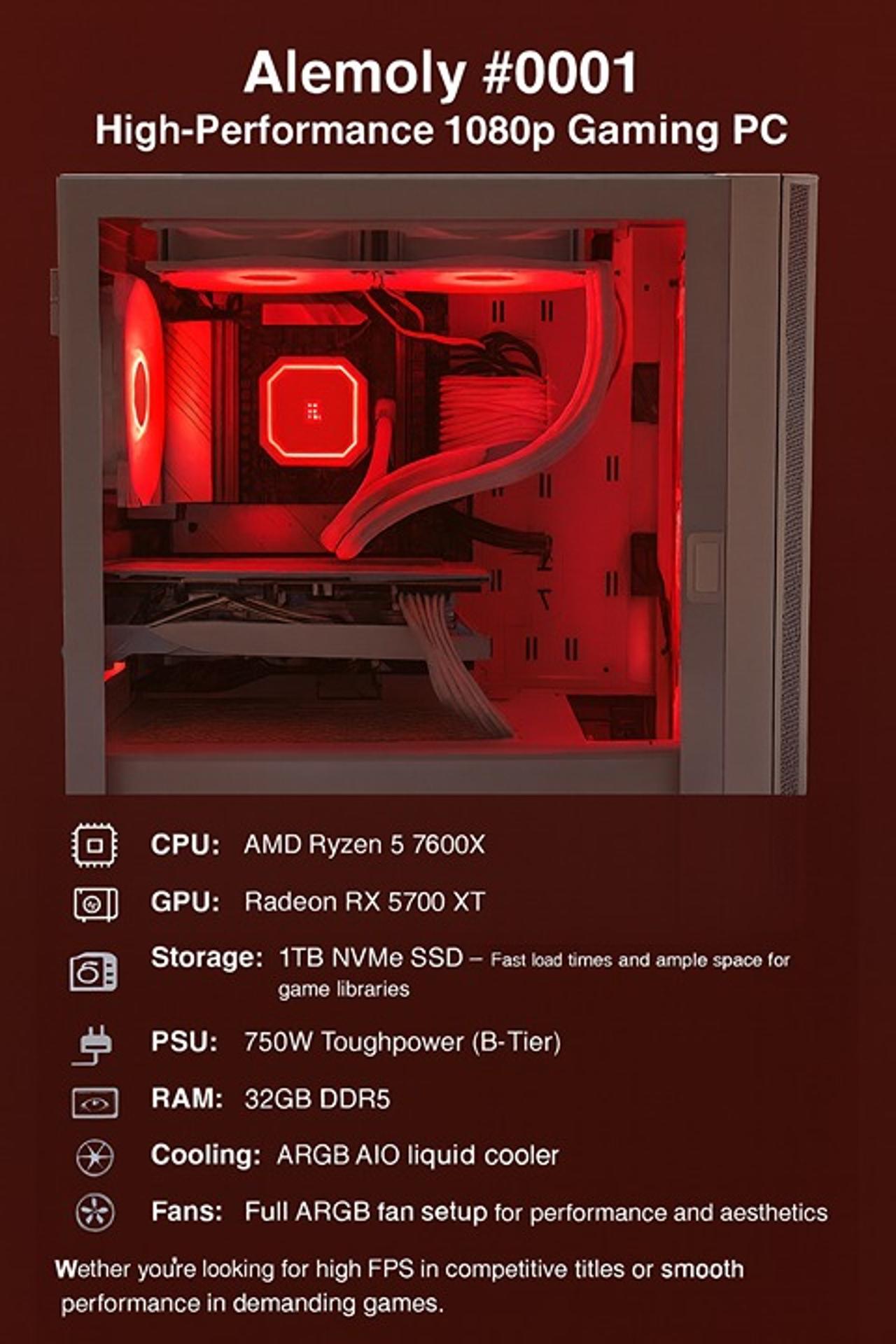 White custom gaming pc. Alemoly #0001 — High-Performance 1080p Gaming PC v1