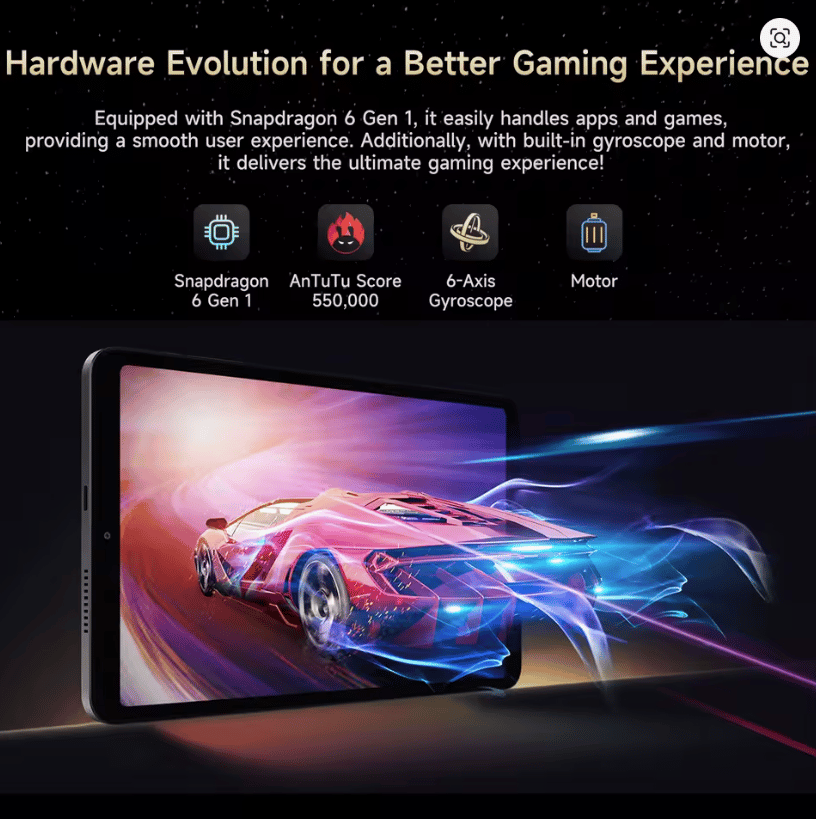 iPlay60 Mini Turbo 8.4inch Snapdragon 6Gen 1 Android14 8GB+8GB Virtual Memory RAM+128GB
