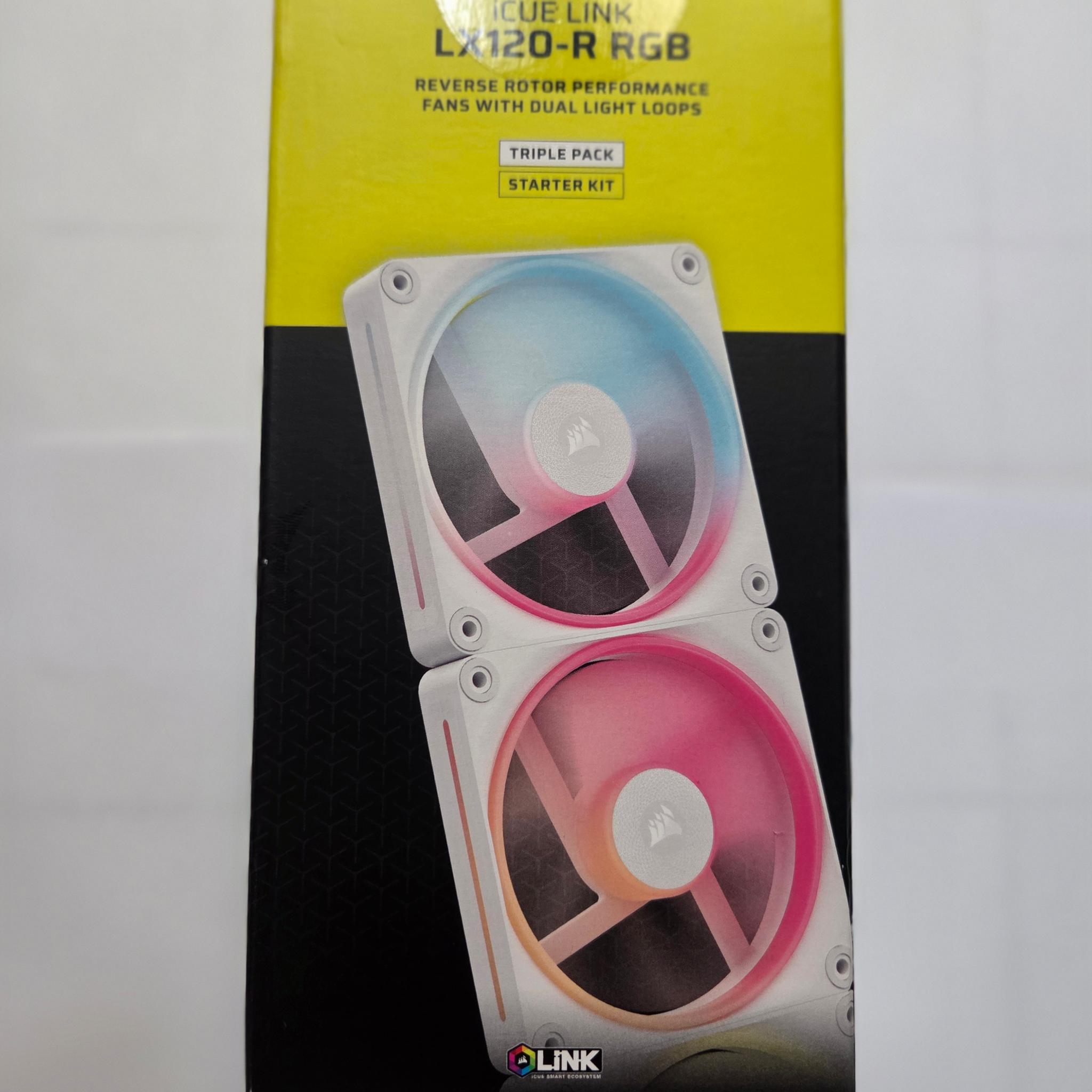 Corsair iCUE LINK LX120-R RGB White 3-Pack Starter Kit W/ Hub Box Receipt
