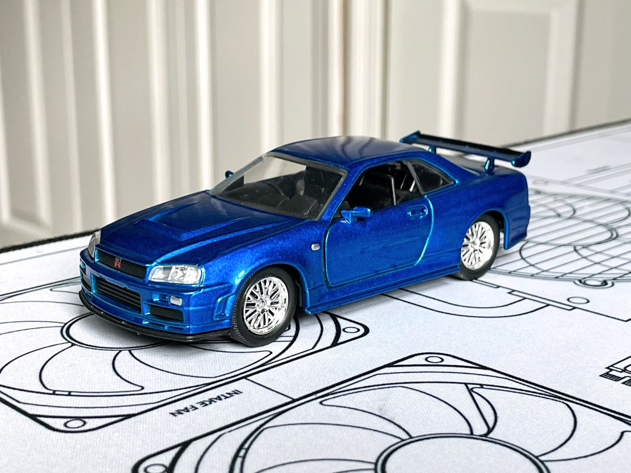 Jada Toys Fast & Furious Brian's 2002 Blue Nissan Skyline GT-R R34 Diecast Car Model 1:32