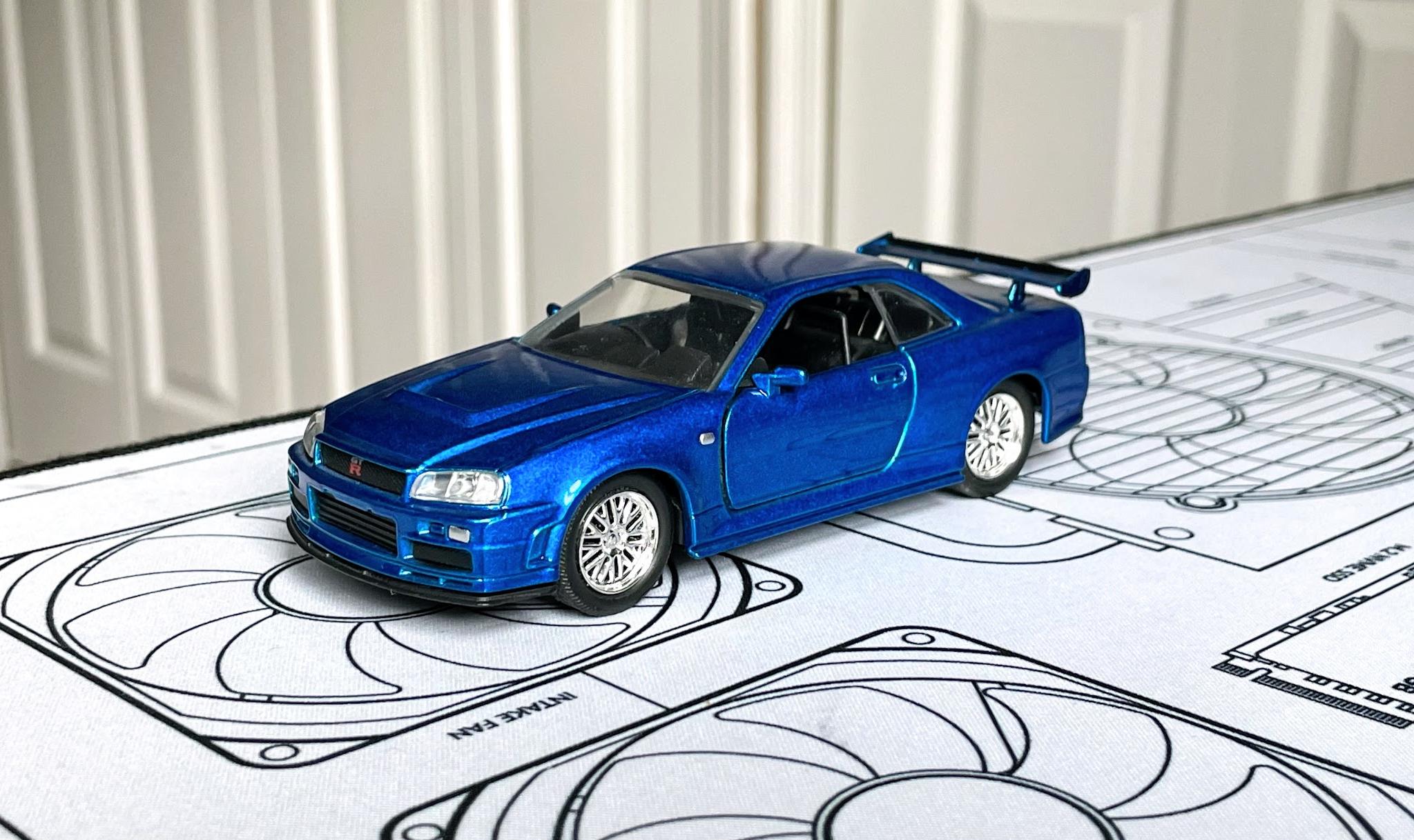 Jada Toys Fast & Furious Brian's 2002 Blue Nissan Skyline GT-R R34 Diecast Car Model 1:32