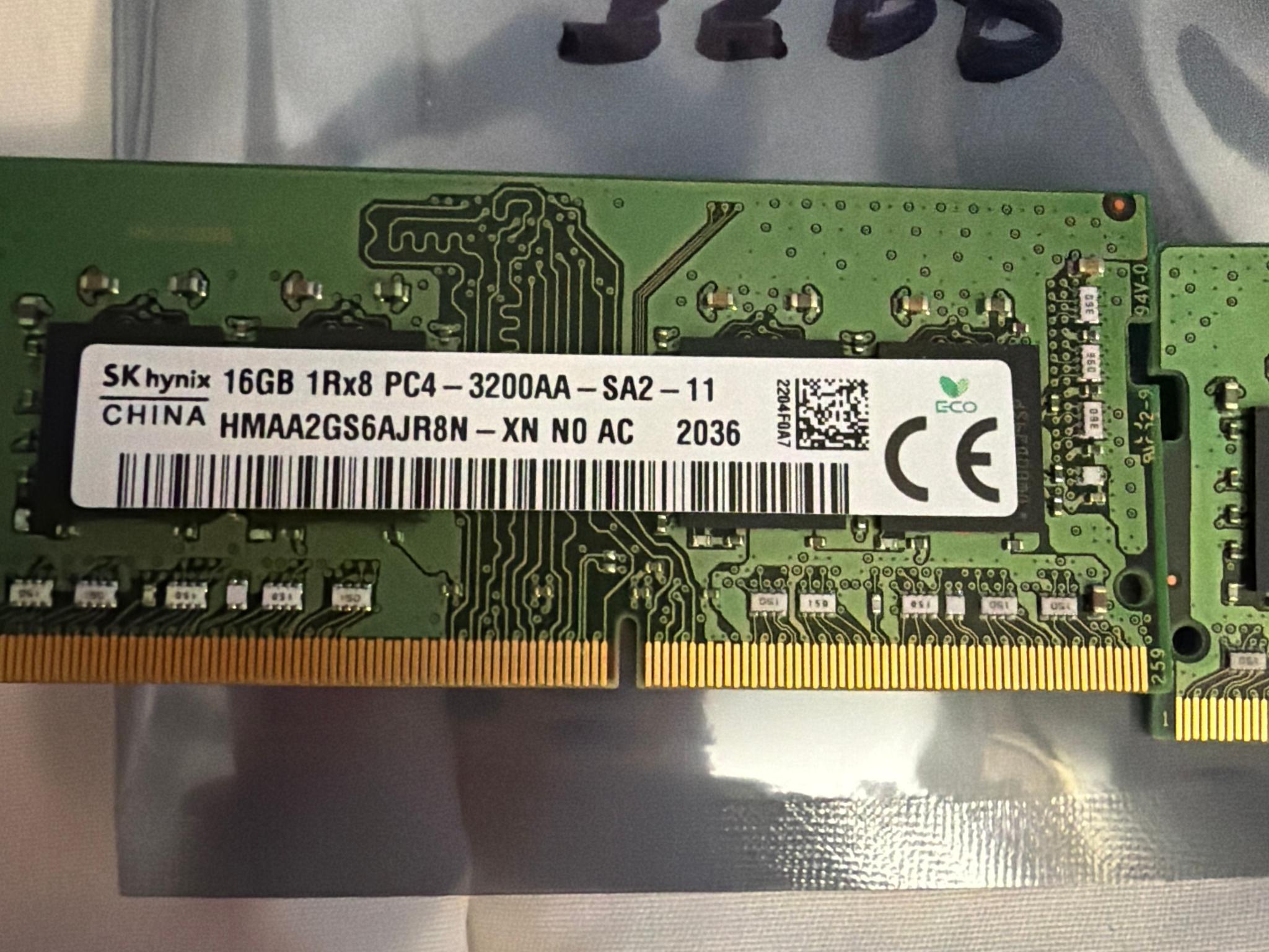 SK Hynix 32GB 3200mt/s DDR4 So-Dimm RAM dual channel kit