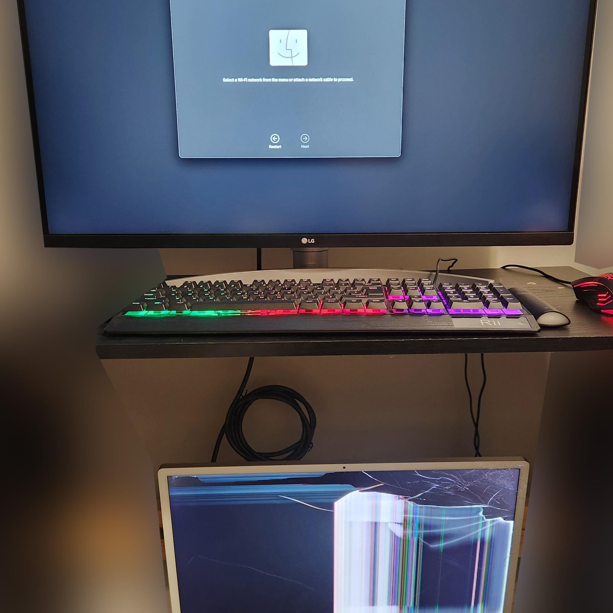 iMac 24" desktop computer damaged screen