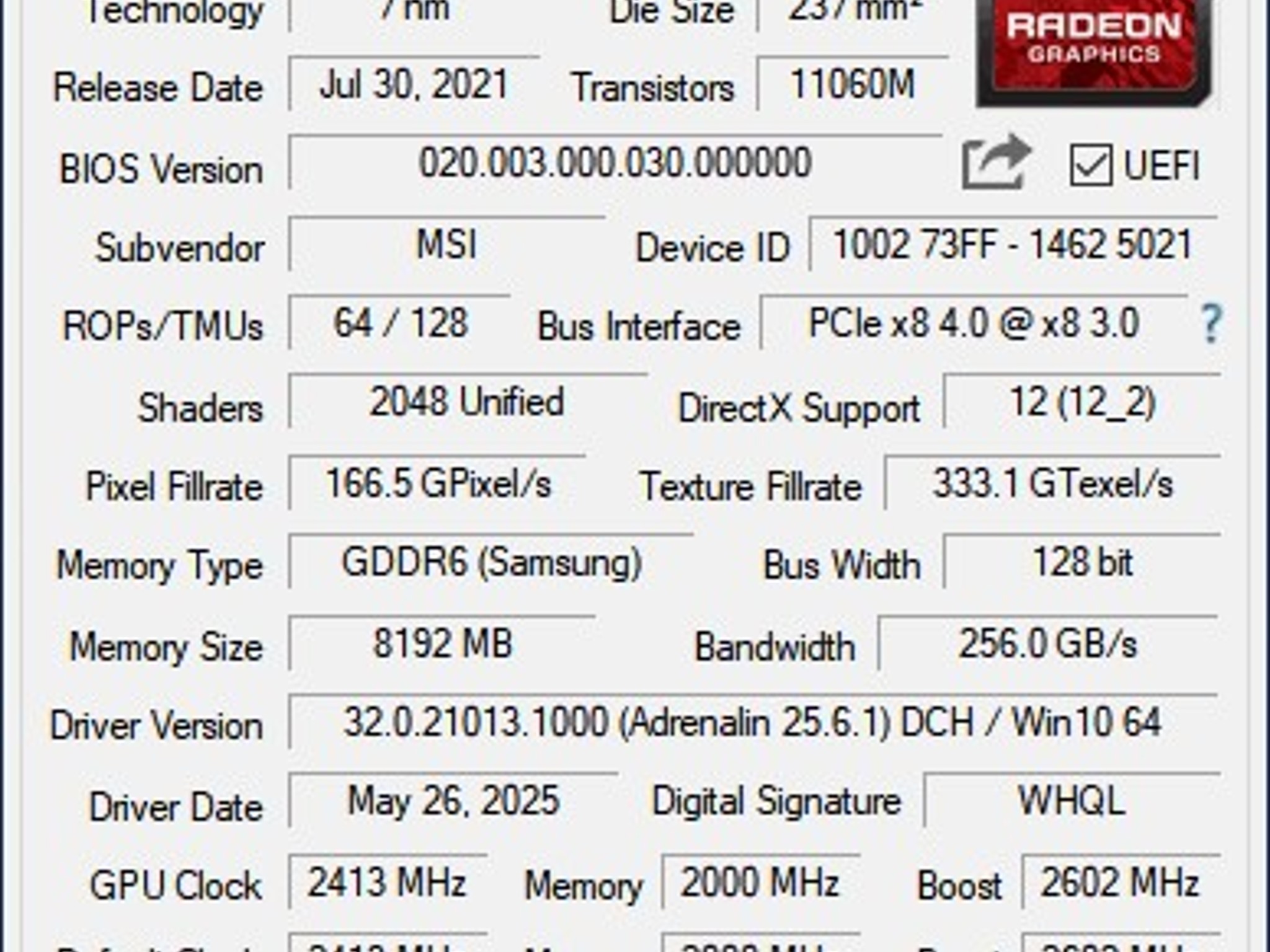 MSI Mech Radeon RX 6600 XT MECH 2X 8G OC