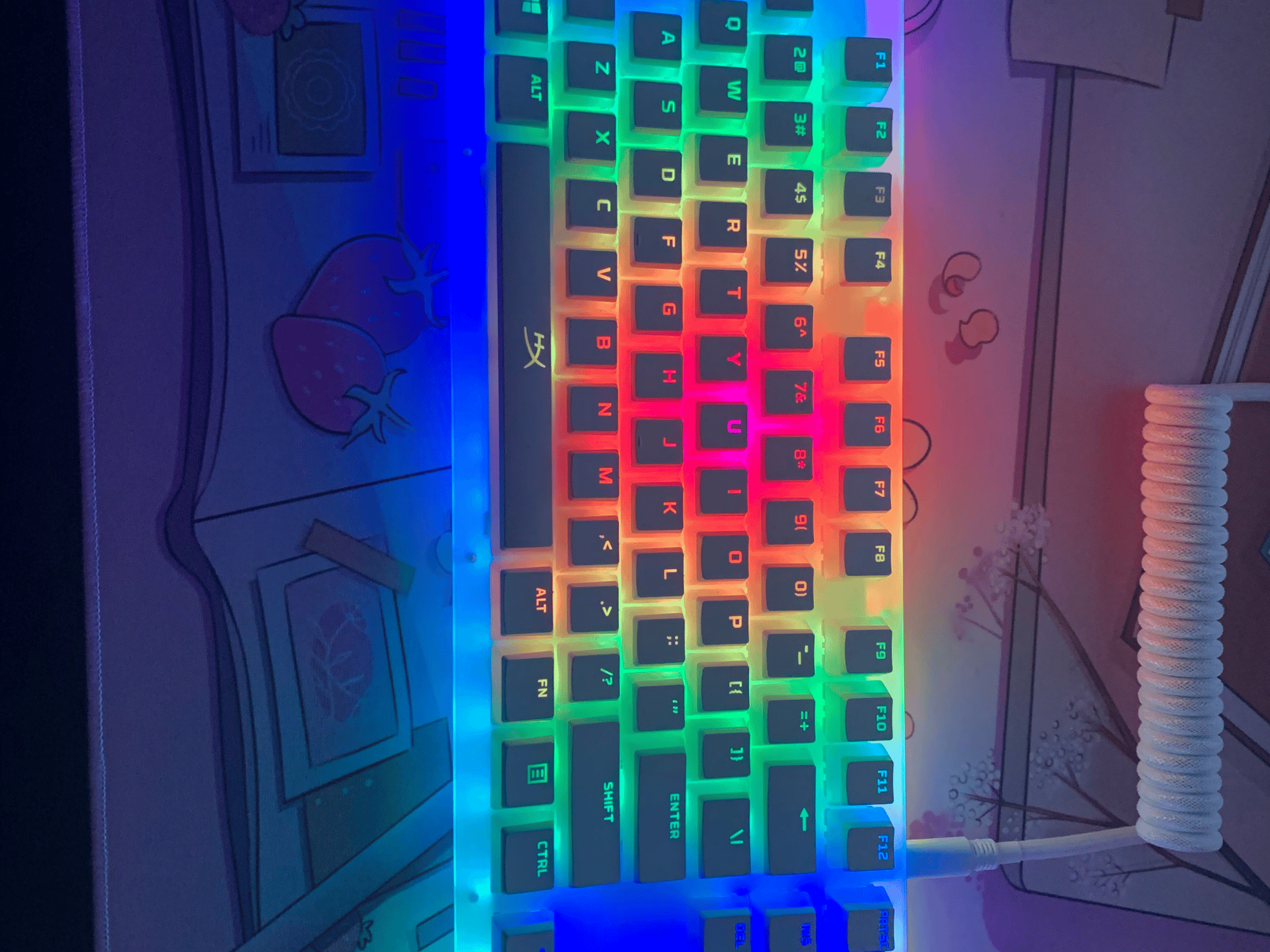 Wormier K87 Glazed RGB Keyboard w/ HyperX White Pudding Keycaps