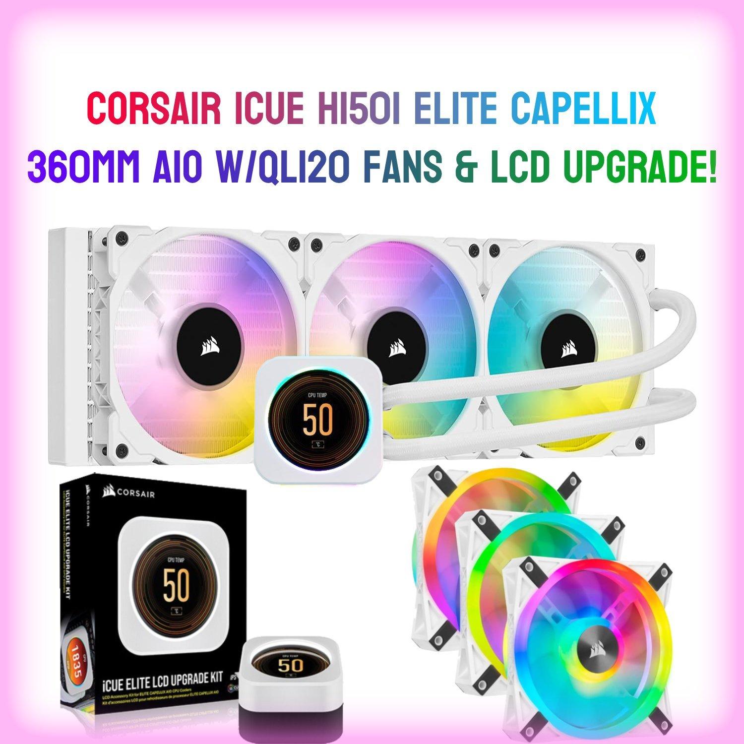 (SALE! 🔥) Corsair iCUE H150i Elite Capellix AIO w/QL120 Fans & LCD Upgrade (White)