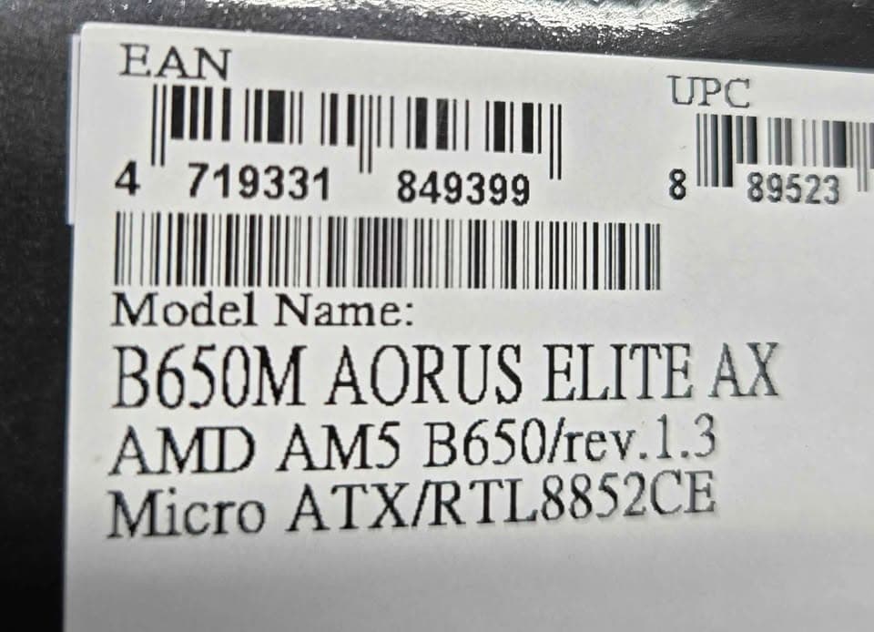 B650M Aorus Elite AX, M-ATX, AM5 Motherboard