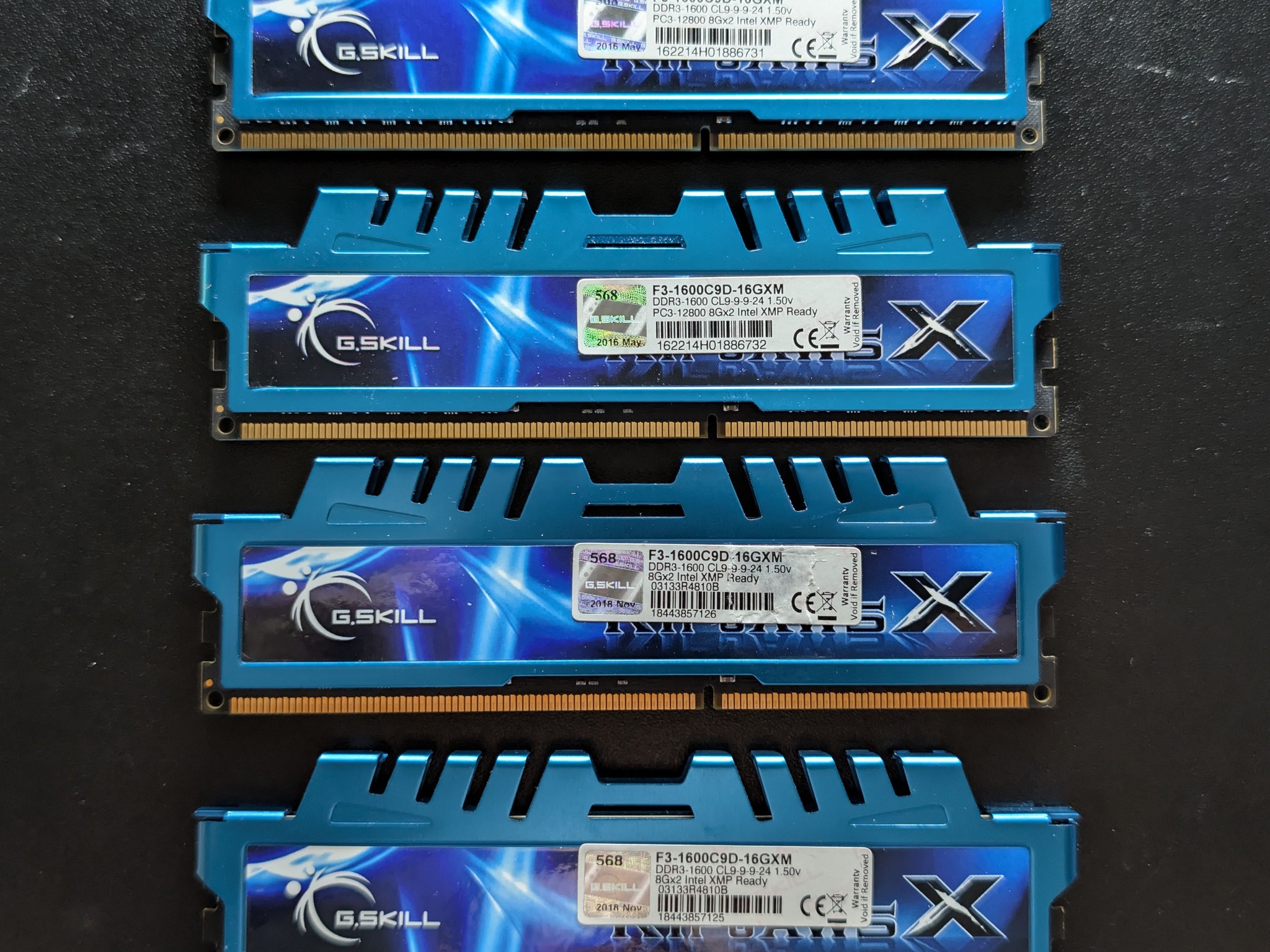 G.Skill RipjawsX 32GB (4x8GB) DDR3 RAM 1600 MHz Blue