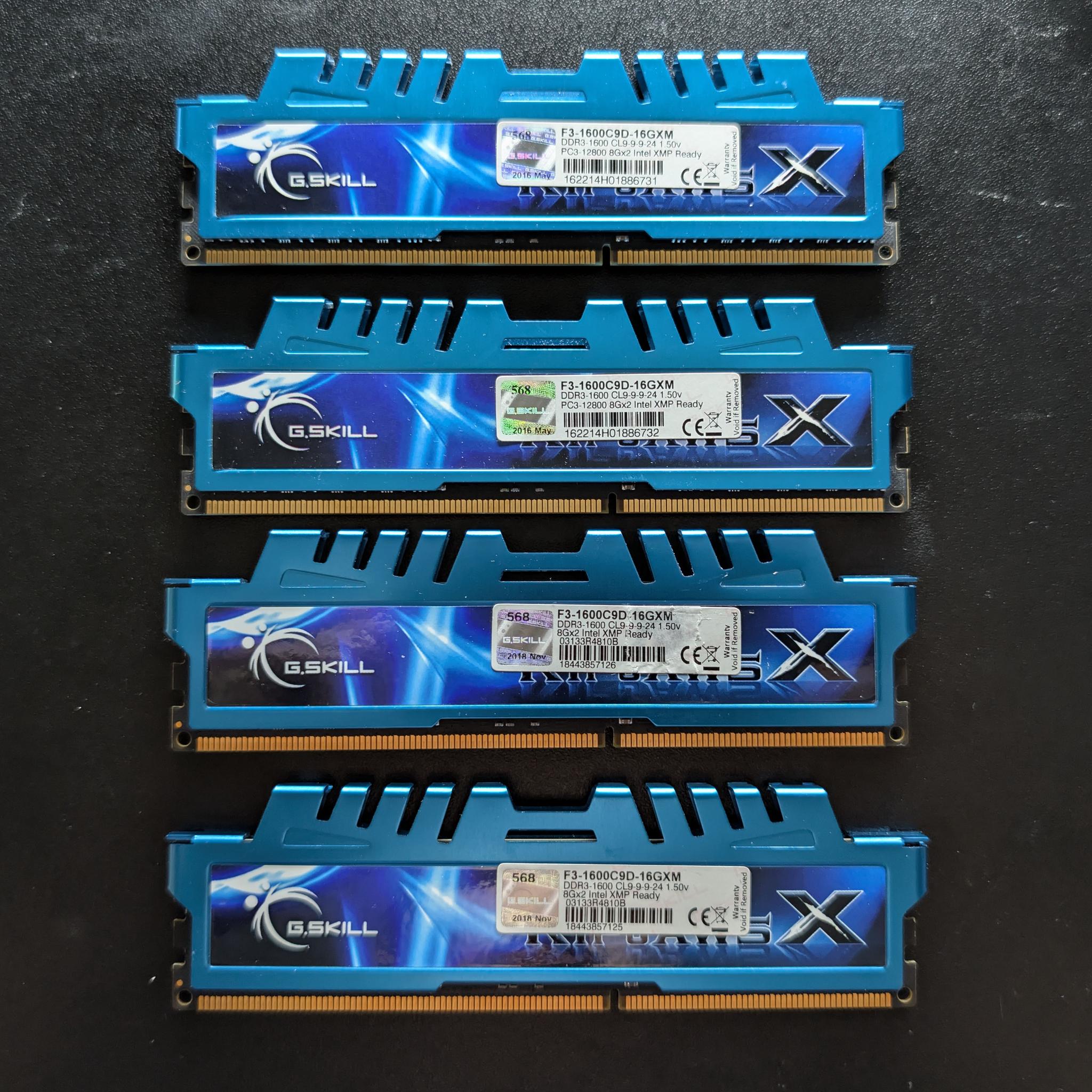 G.Skill RipjawsX 32GB (4x8GB) DDR3 RAM 1600 MHz Blue