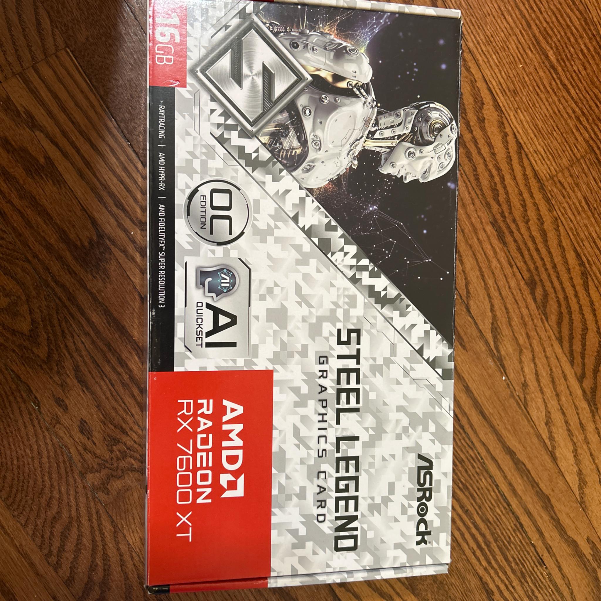 ASRock AMD Radeon RX 7600 XT Steel Legend RGB Overclocked Triple Fan 16GB GDDR6 PCIe 4.0 GPU