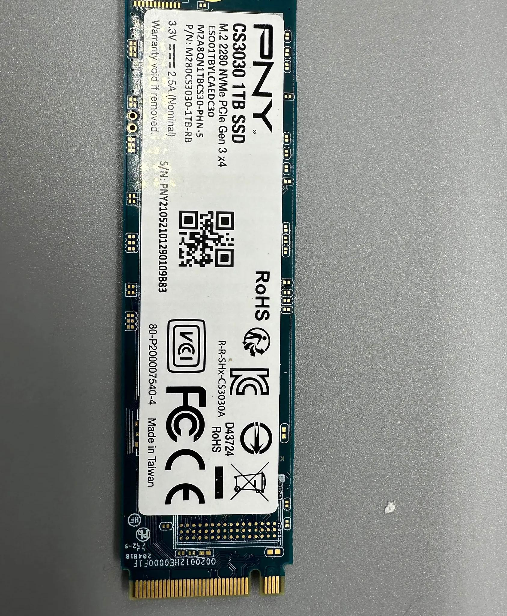 PNY XLR8 CS3030 1TB M.2 PCIe NVMe Gen3 x4 Internal Solid State Drive (SSD),