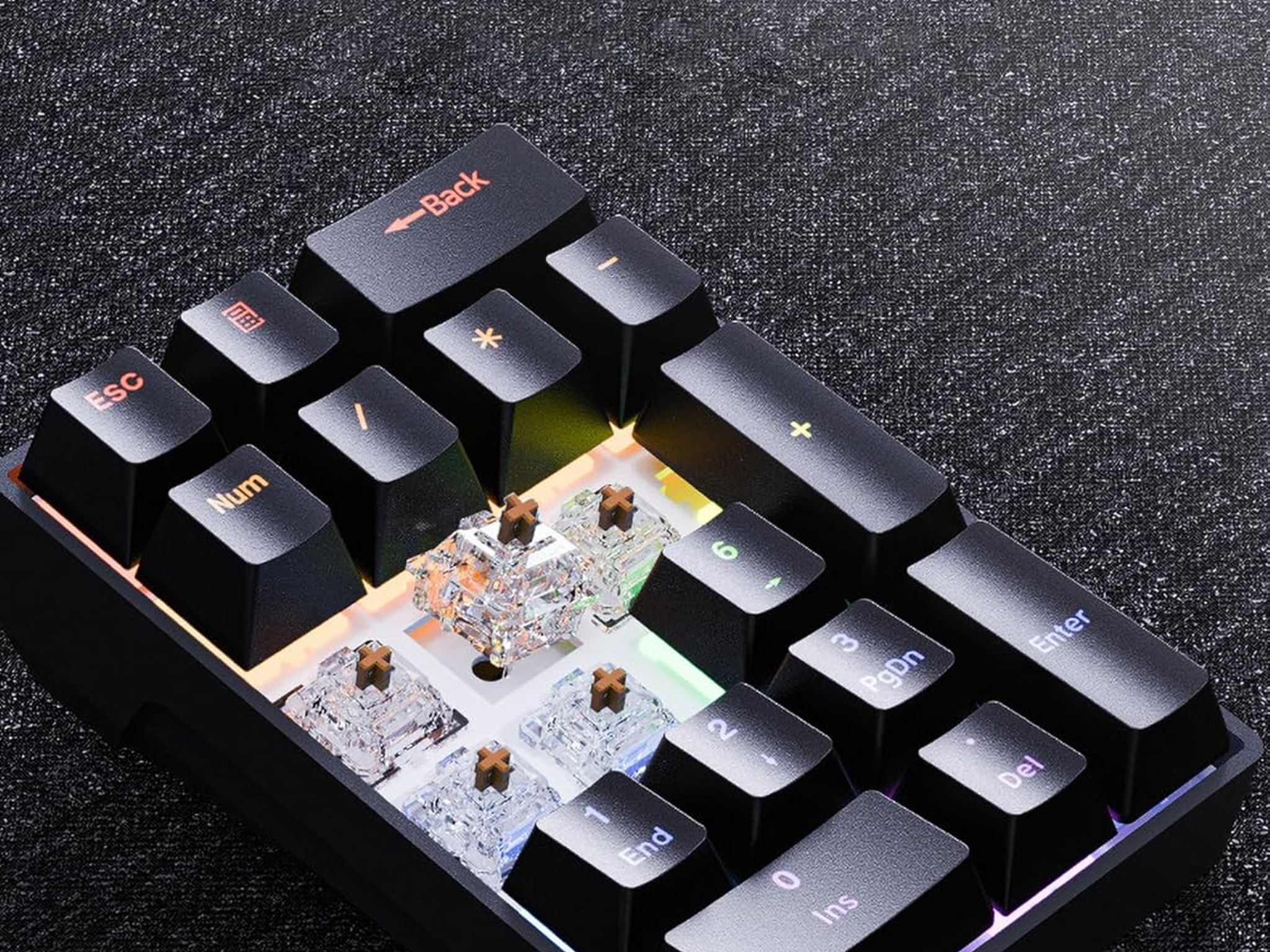 DAGK Wired Mechanical Number Pad Rainbow LED Backlit 20-Key Number Pad- Black