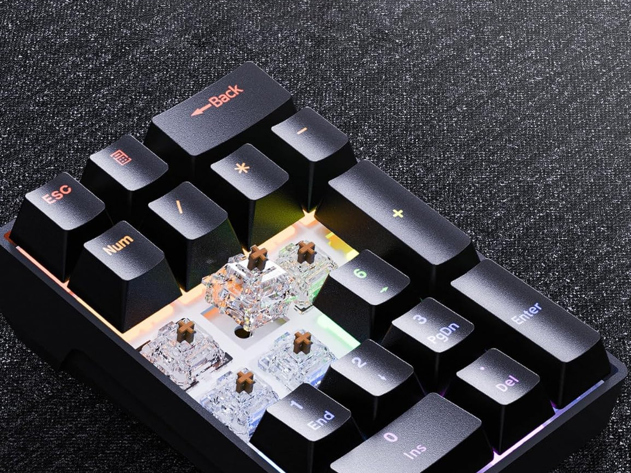 DAGK Wired Mechanical Number Pad Rainbow LED Backlit 20-Key Number Pad- Black