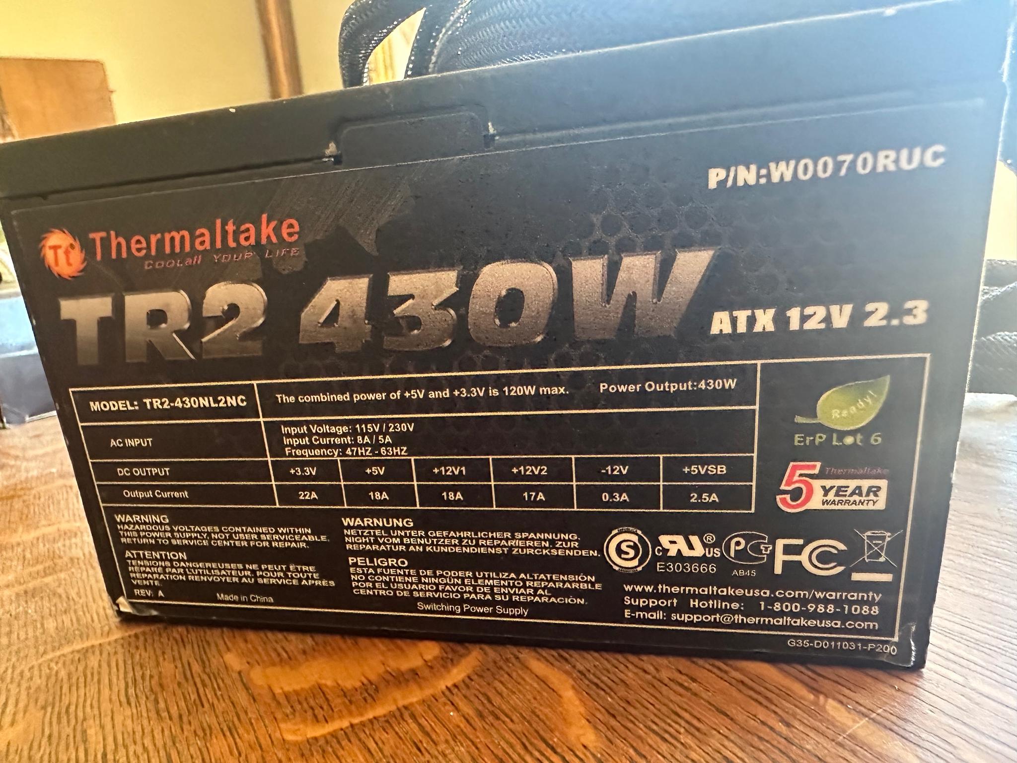 Thermaltake TR2 430w PSU