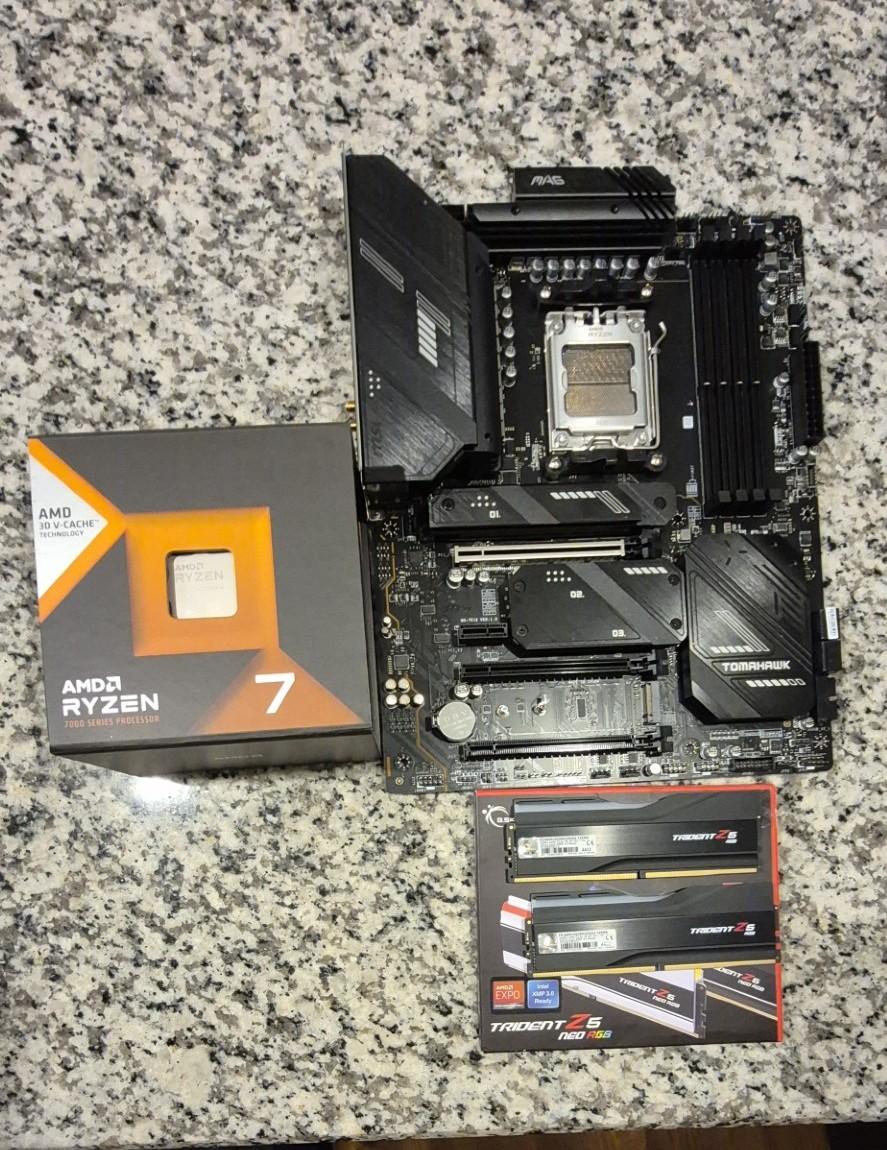 AMD BUNDLE, MSI X670E Tomahawk AM5 M.2 Wi-Fi 6E ATX, Ryzen 7800X3D CPU, 64GB G.Skill RGB DDR5 RAM