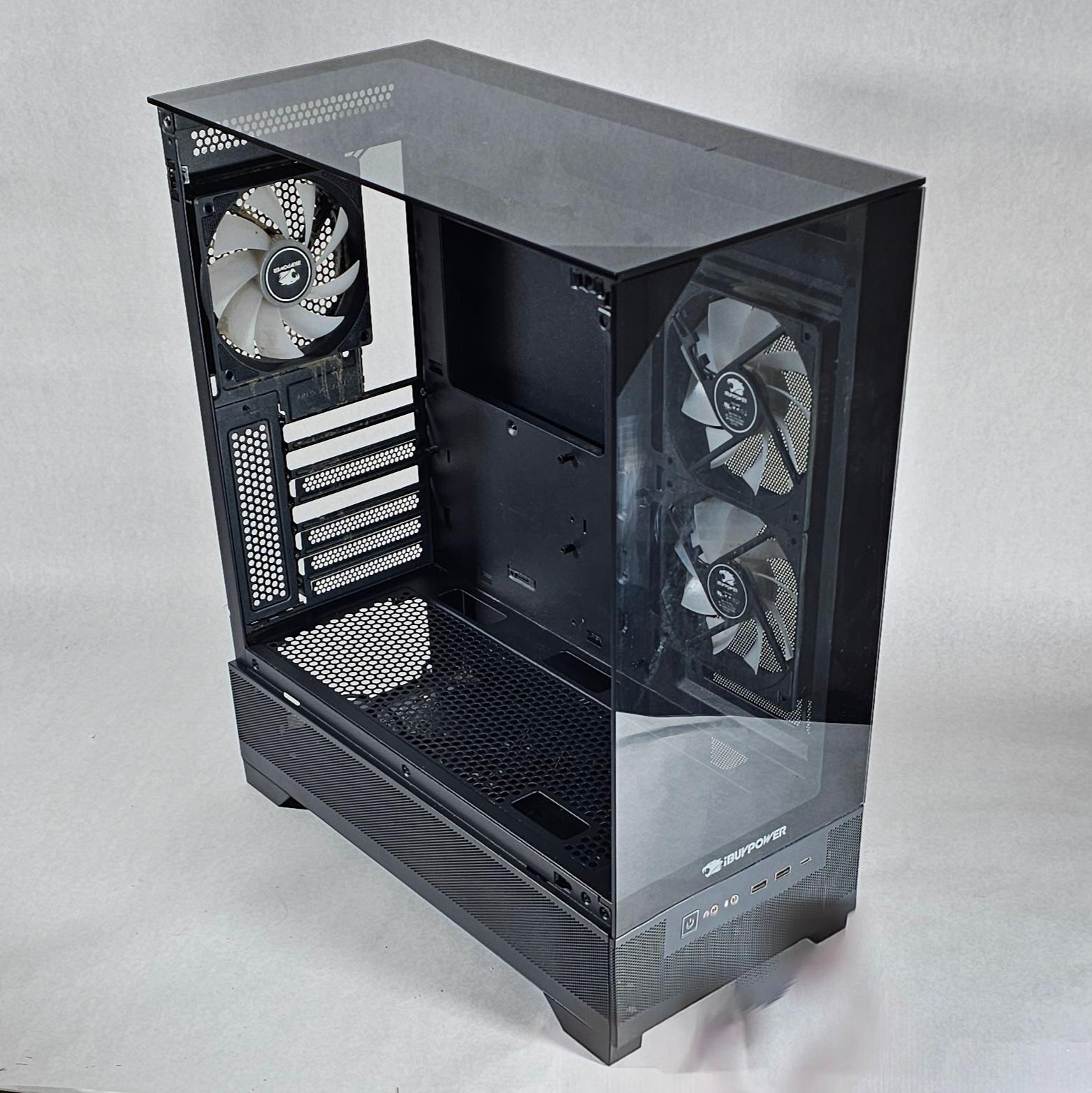 Black iBUYPOWER PC Case with Tempered Glass w/ 3 Fans