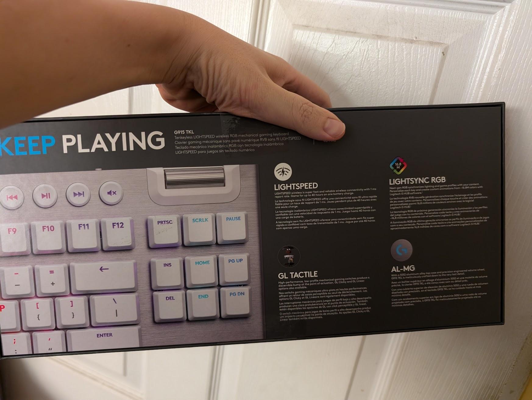 BNIB Logitech G915 TKL Wireless Gaming Keyboard, GL Tactile Switches, White