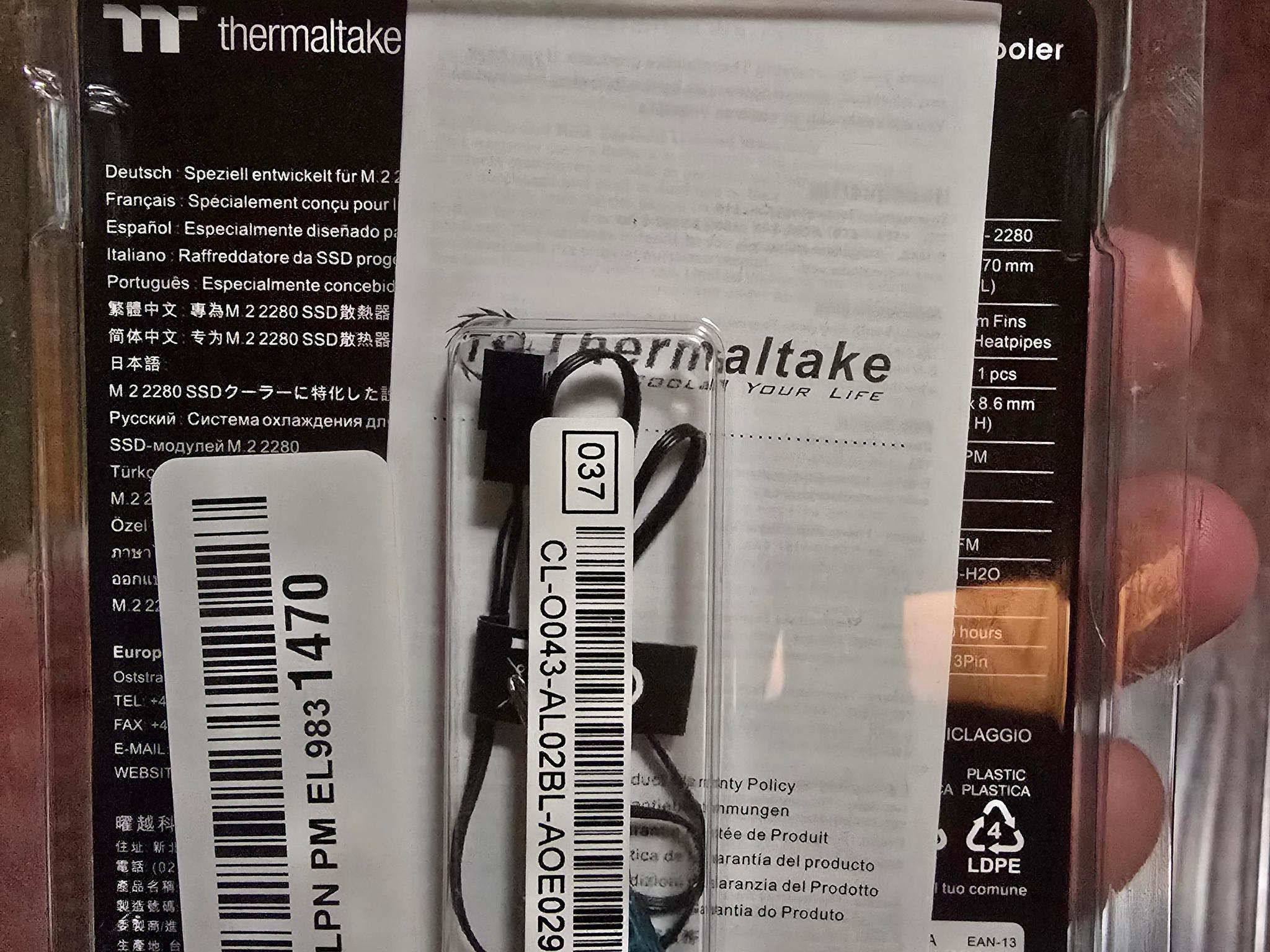 Thermaltake MS-1 2280 NVME Sata SSD M.2 Active Storage cooler POWERD FAN