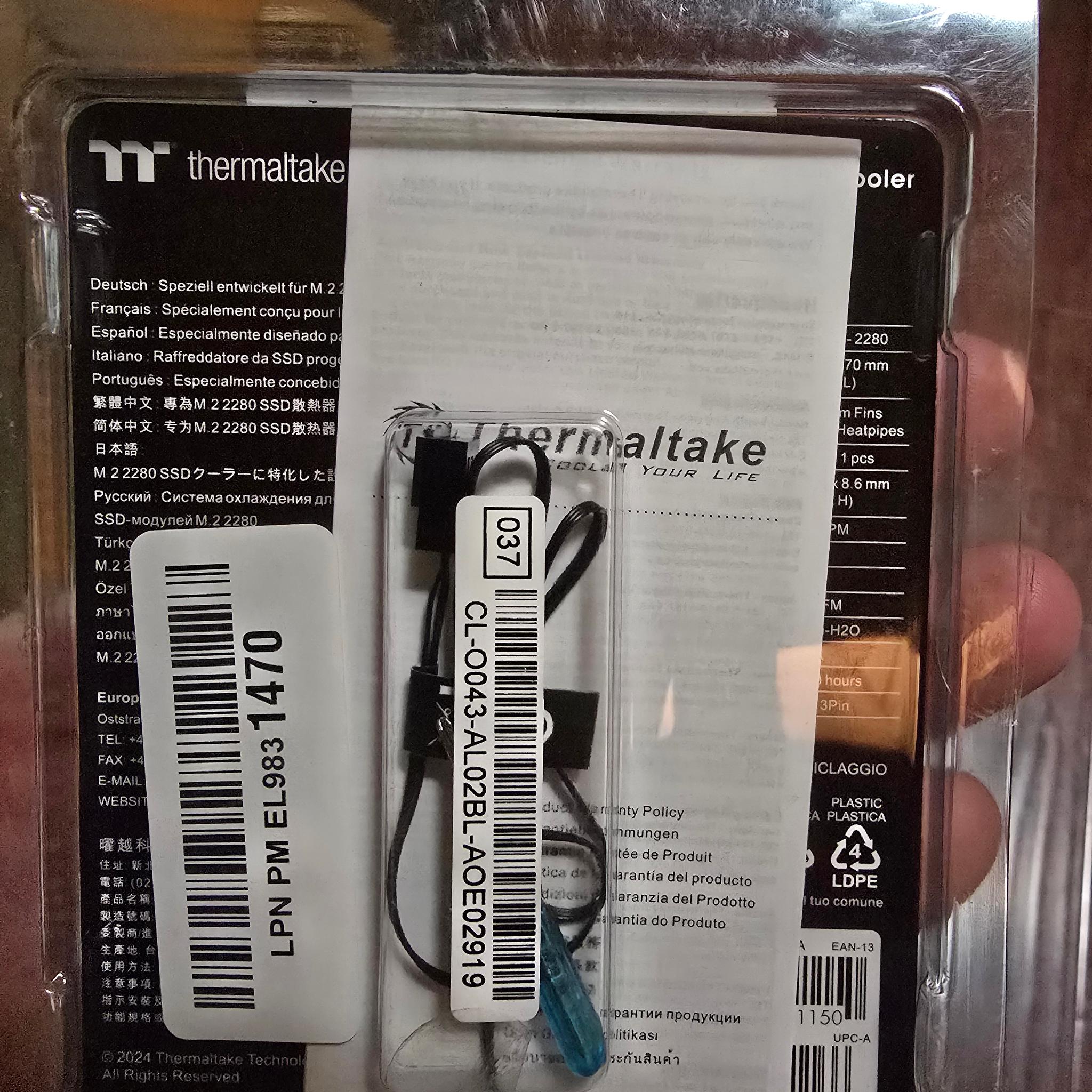 Thermaltake MS-1 2280 NVME Sata SSD M.2 Active Storage cooler POWERD FAN