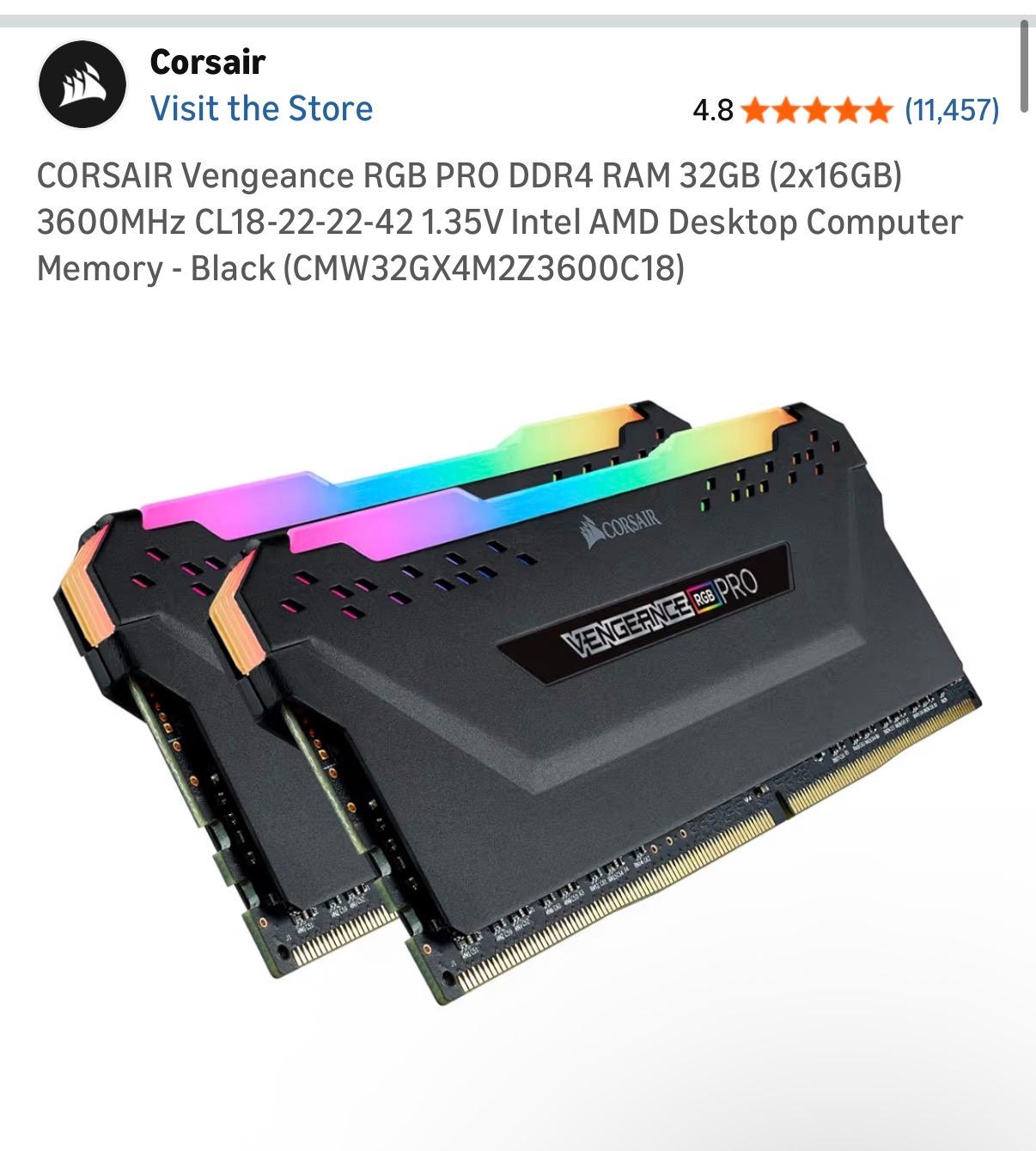 Ryzen 7 5800x with MSI B550M Pro-VDH WIFI with 32gb Corsair Vengeance 3600MHz CL18 DDR4 Ram