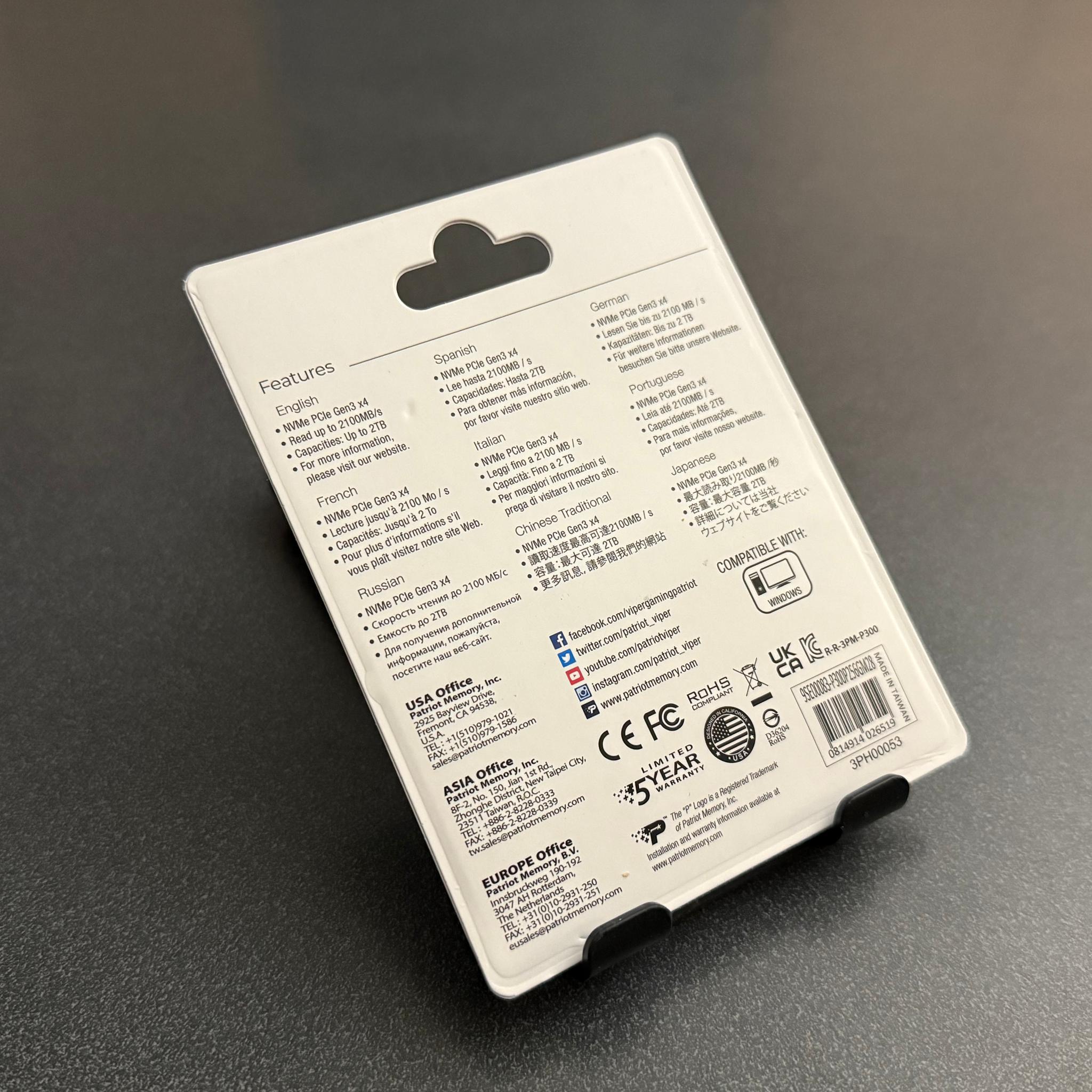 NEW 256GB Patriot P300 NVMe M.2 SSD