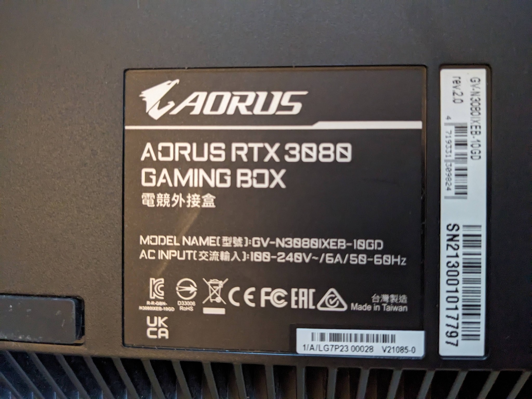 Instant Upgrade-AORUS MASTER Rev 2.0 GeForce RTX 3080 10GB Gaming Box-IOB w/Thunderbolt cable