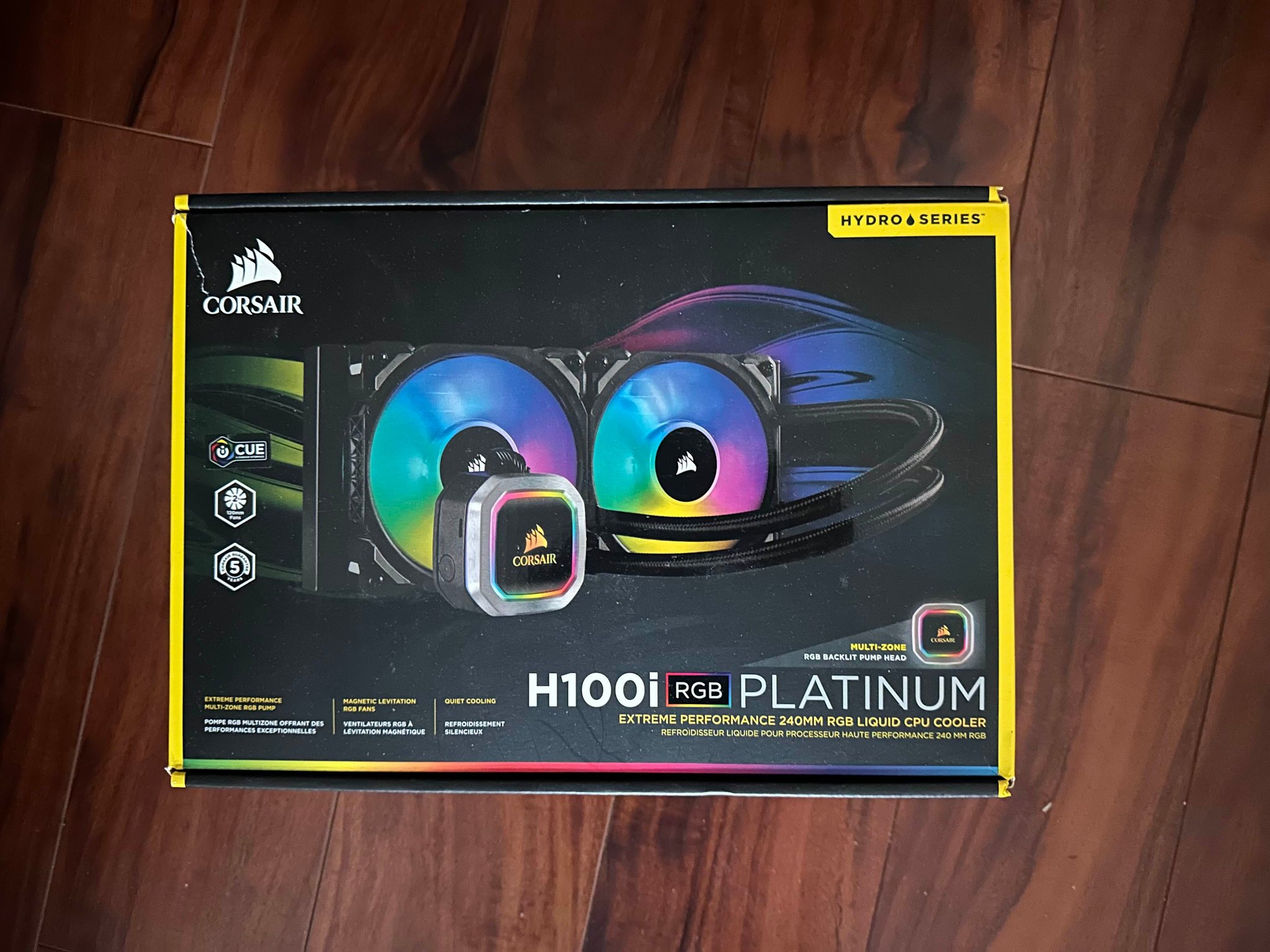 Corsair Hydro Series, H100i RGB PLATINUM, 240mm Radiator, Dual 140mm PWM Fans, Liquid CPU Cooler