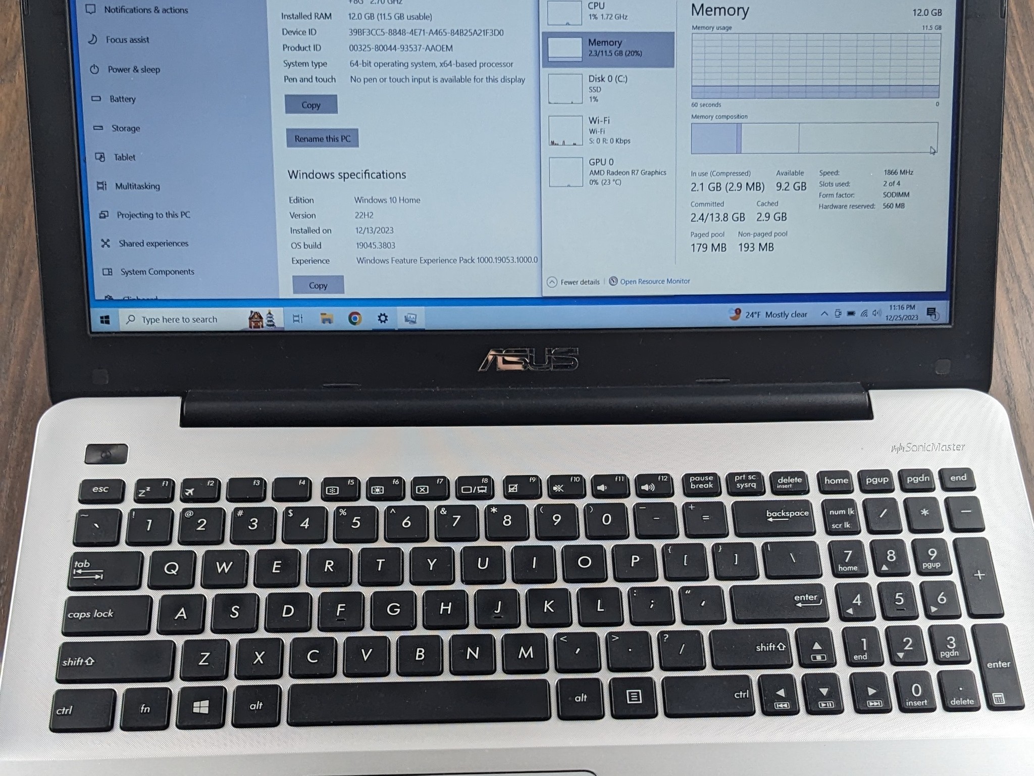 ASUS X555QA 1080p 15.6" R7 Graphics, A12-9720P 256GB SSD 12GB DDR4 1866mhz Refurbished