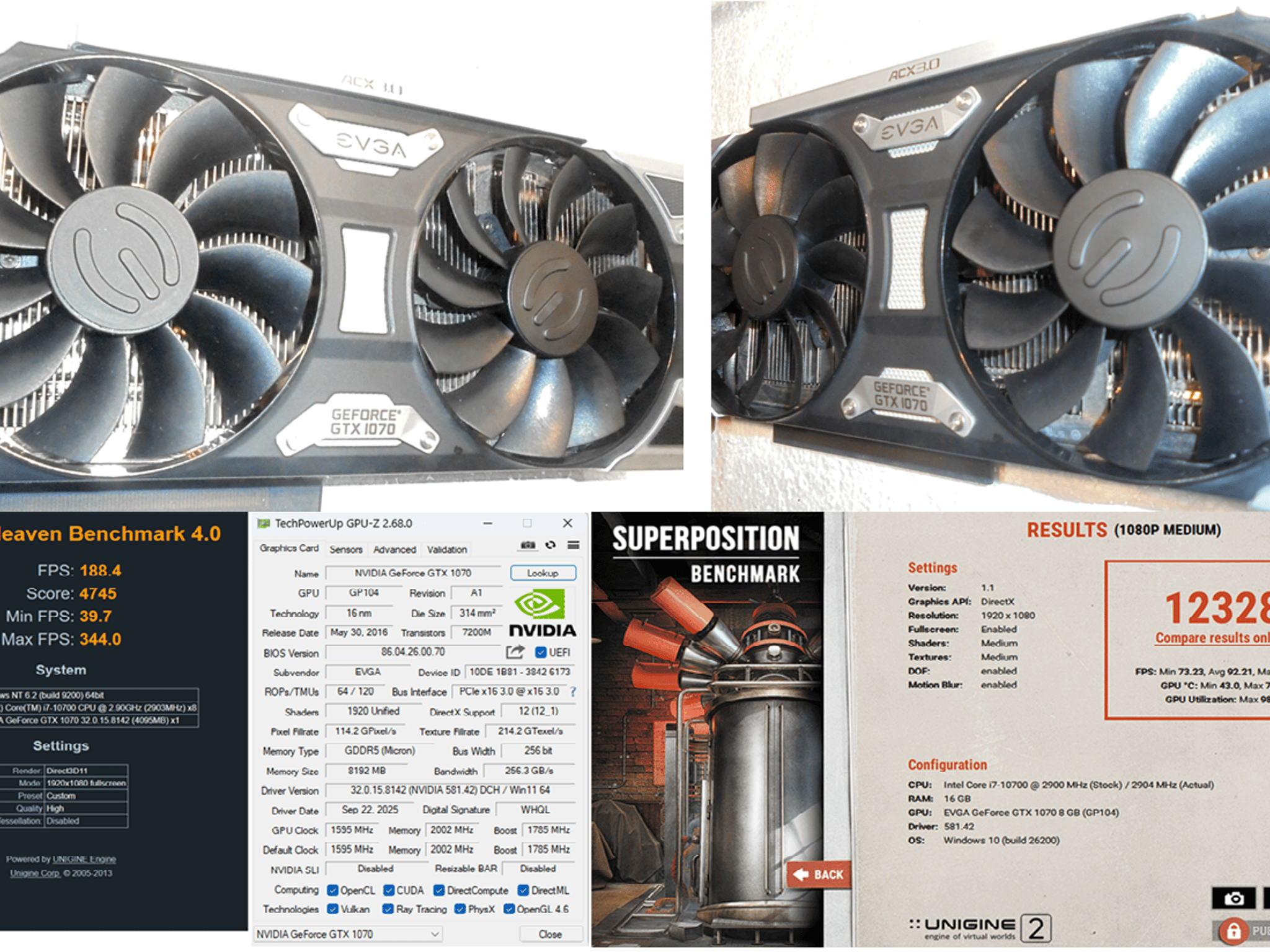 EVGA GTX 1070 8 GB BIOS SC/Great Condition/OE Box/OE Contents