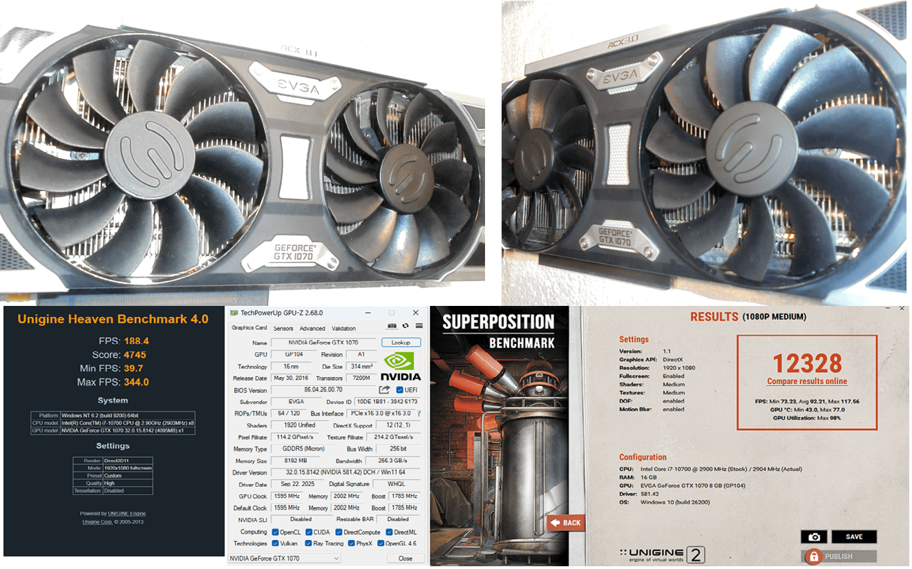 EVGA GTX 1070 8 GB BIOS SC/Great Condition/OE Box/OE Contents