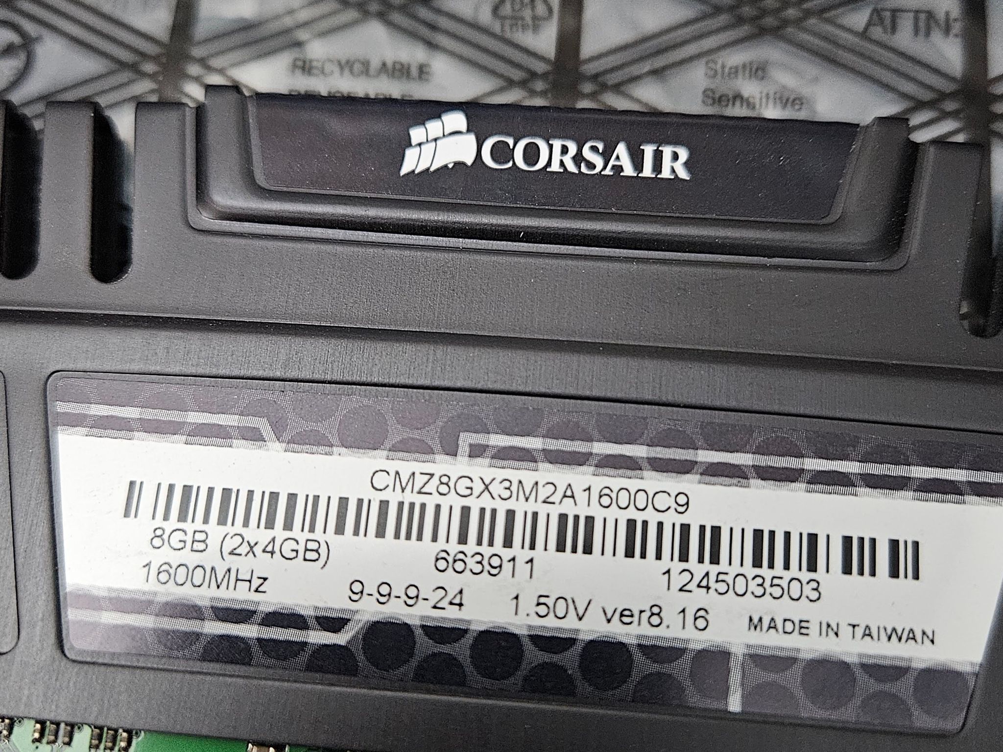 Corsair DDR3 16gb 4 X 4GB 1600MHZ memory RAM Lot 1