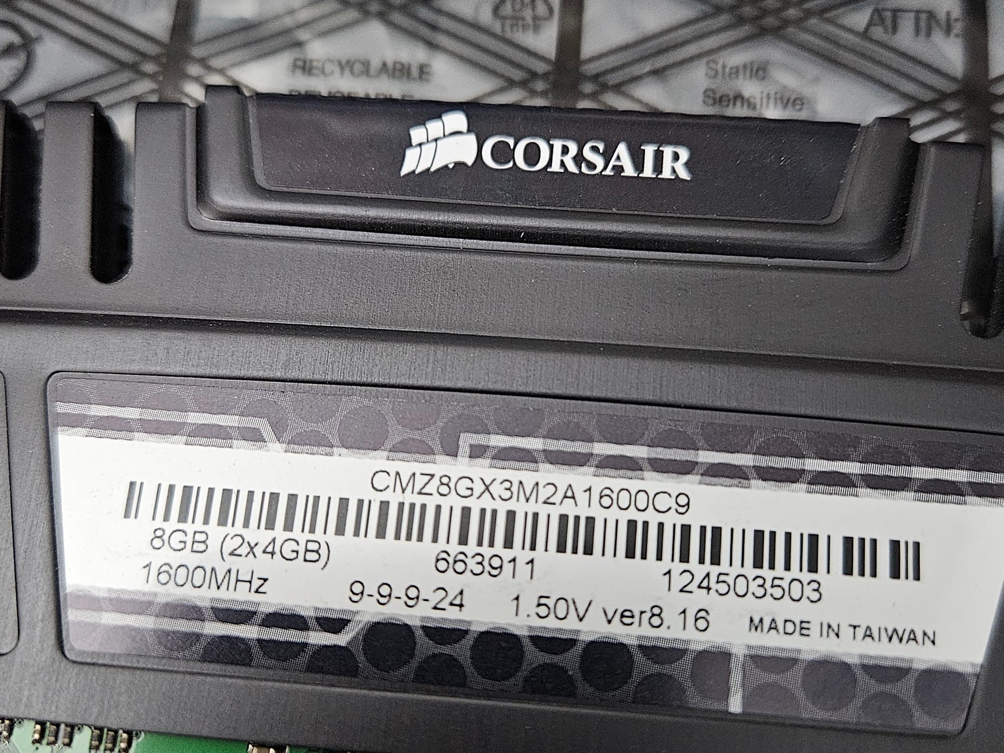 Corsair DDR3 16gb 4 X 4GB 1600MHZ memory RAM Lot 1