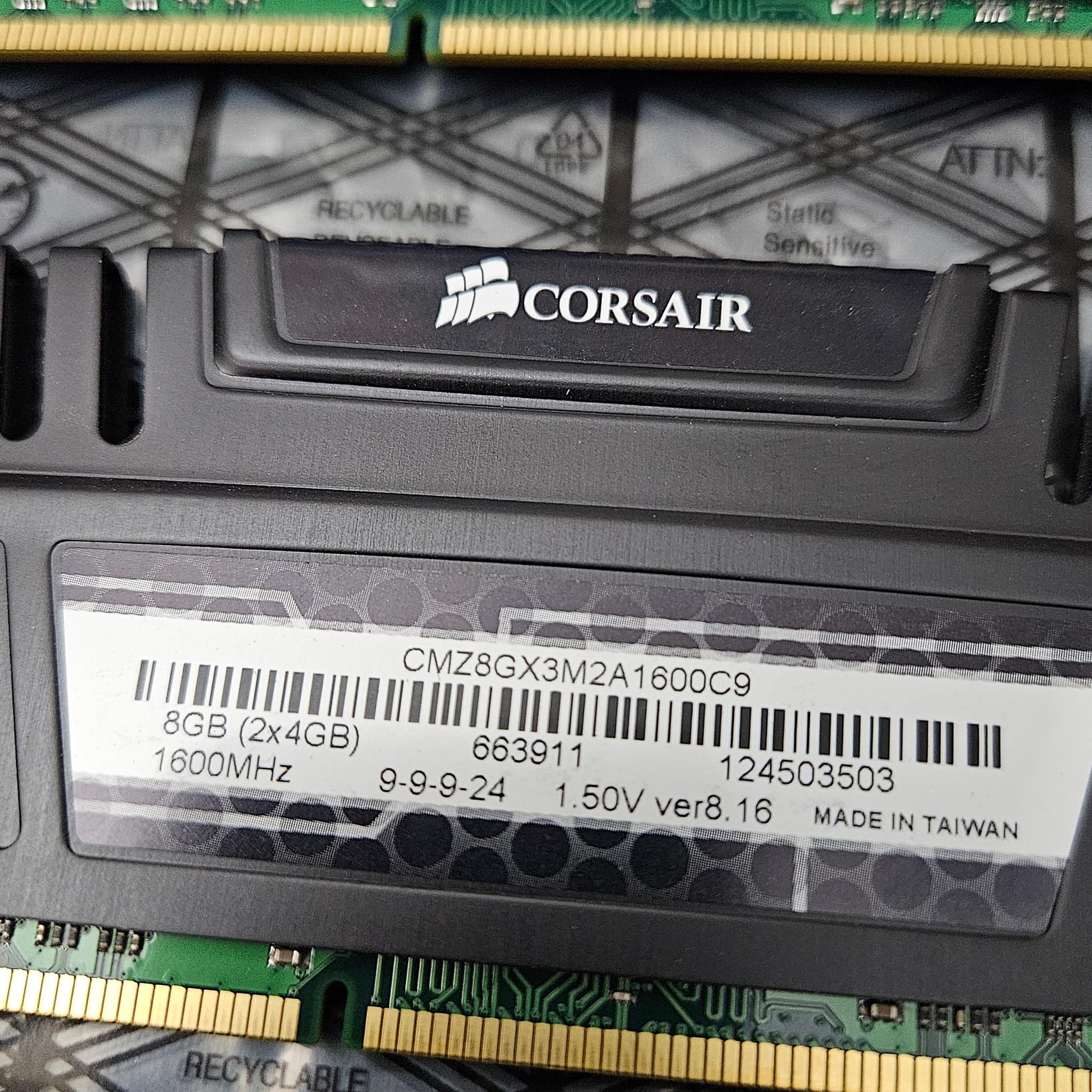 Corsair DDR3 16gb 4 X 4GB 1600MHZ memory RAM Lot 1
